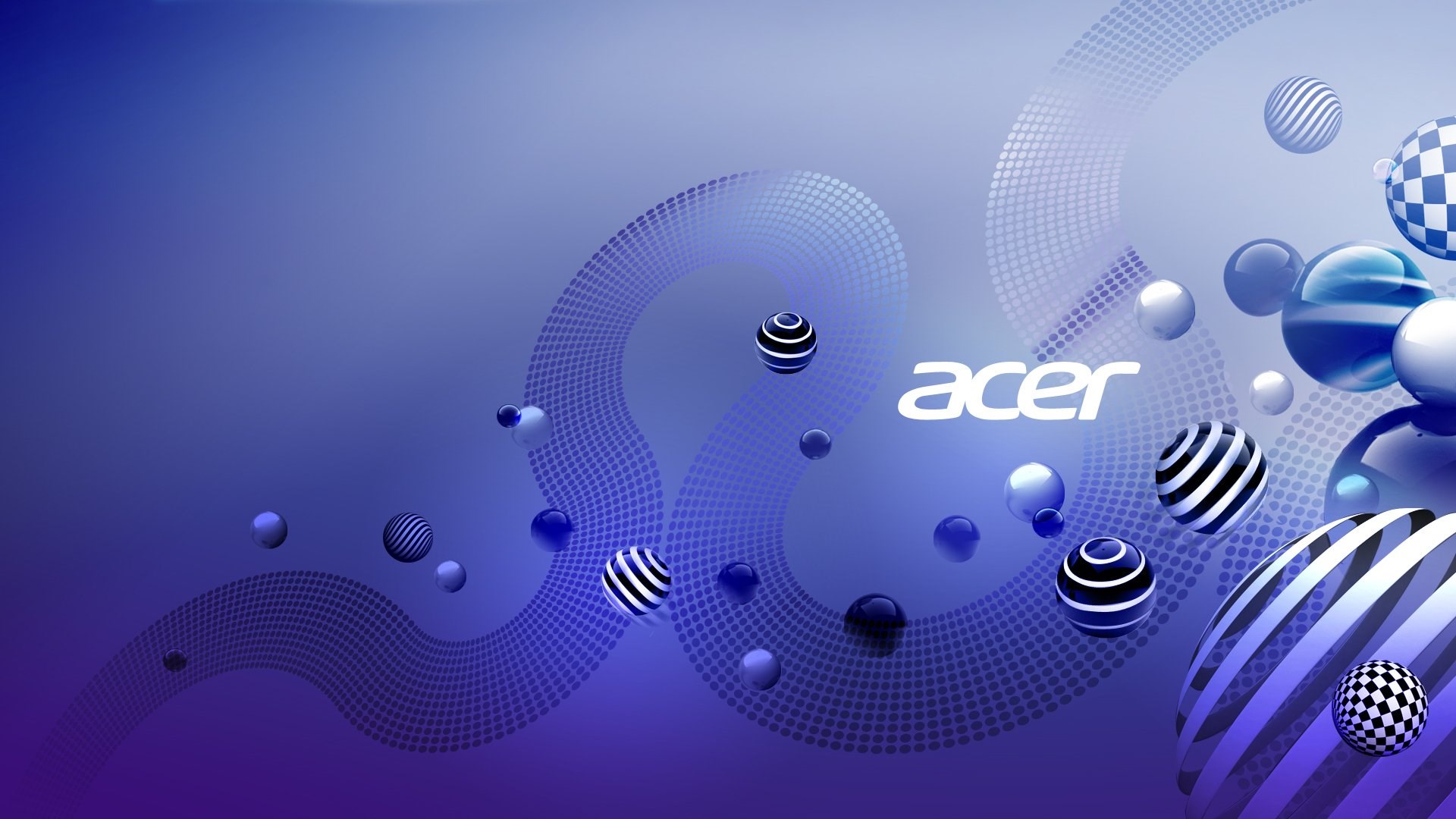 Acer logo with abstract blue spheres and patterns HD Wallpaper