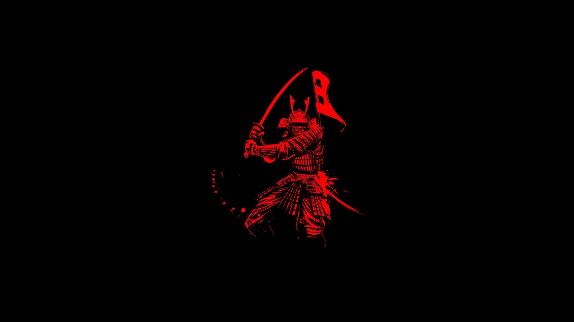 Red Samurai Warrior with Sword HD Wallpaper