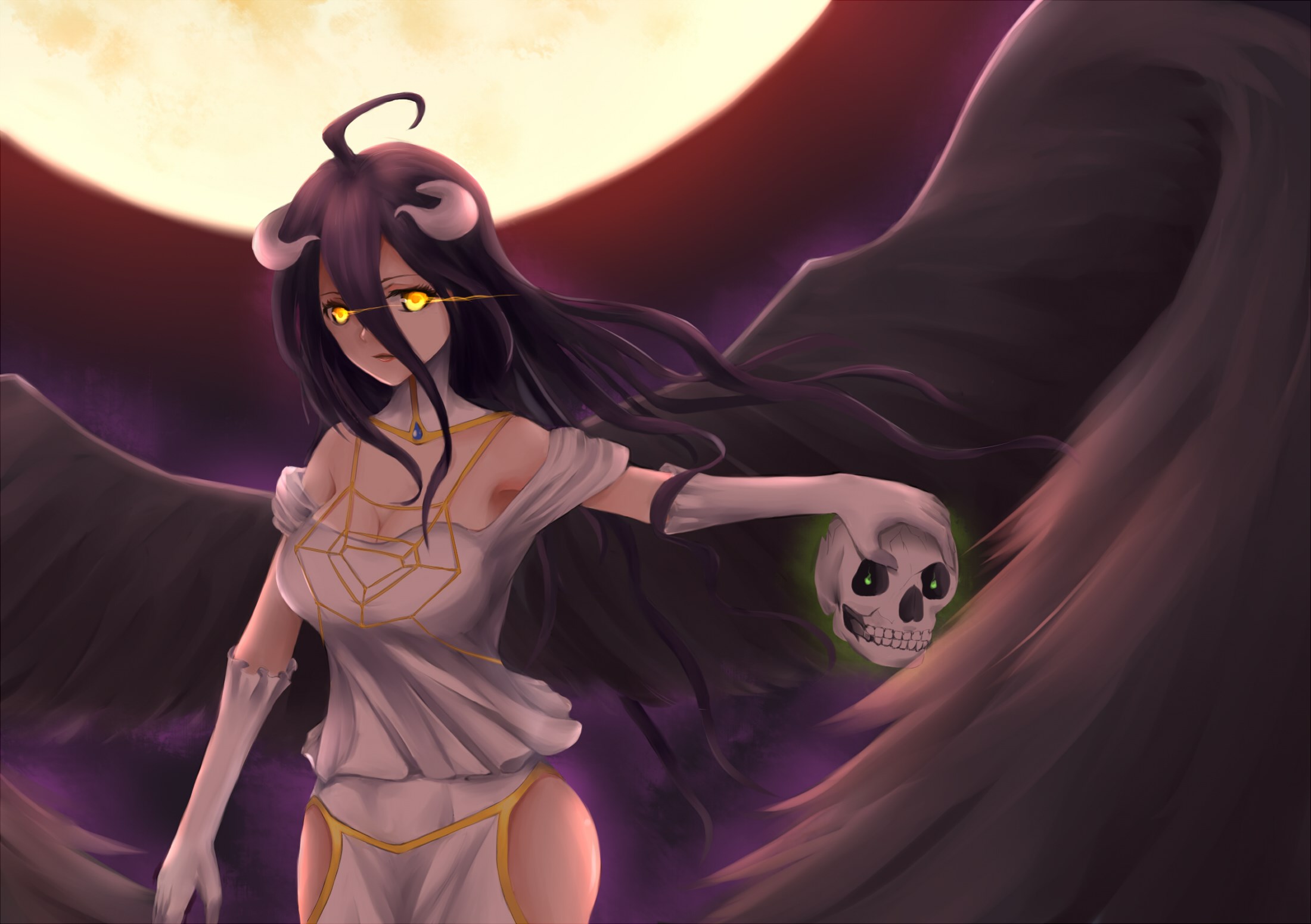 Albedo from Overlord holding a skull HD Wallpaper