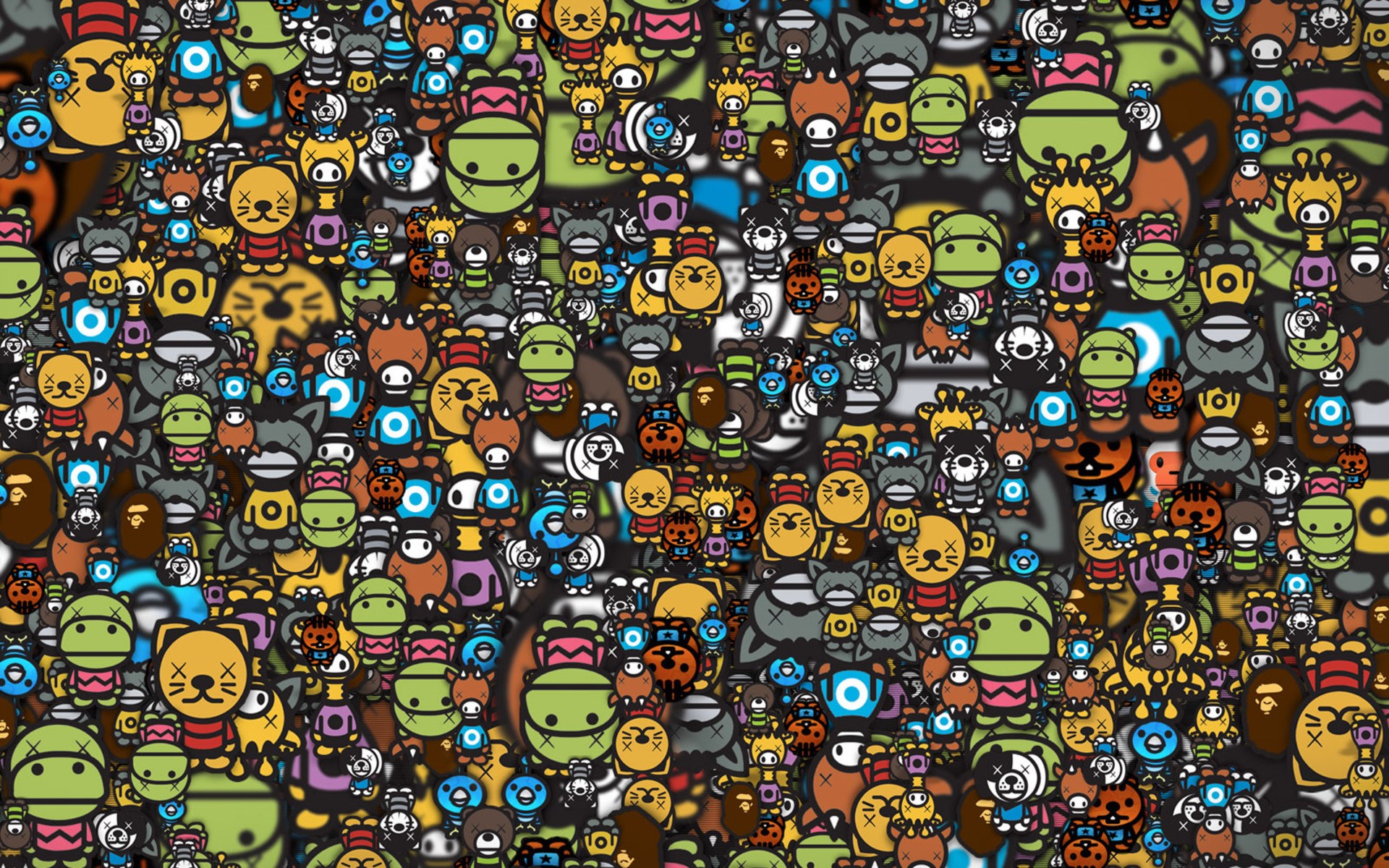 Crossover of Cute Cartoon Characters HD Wallpaper