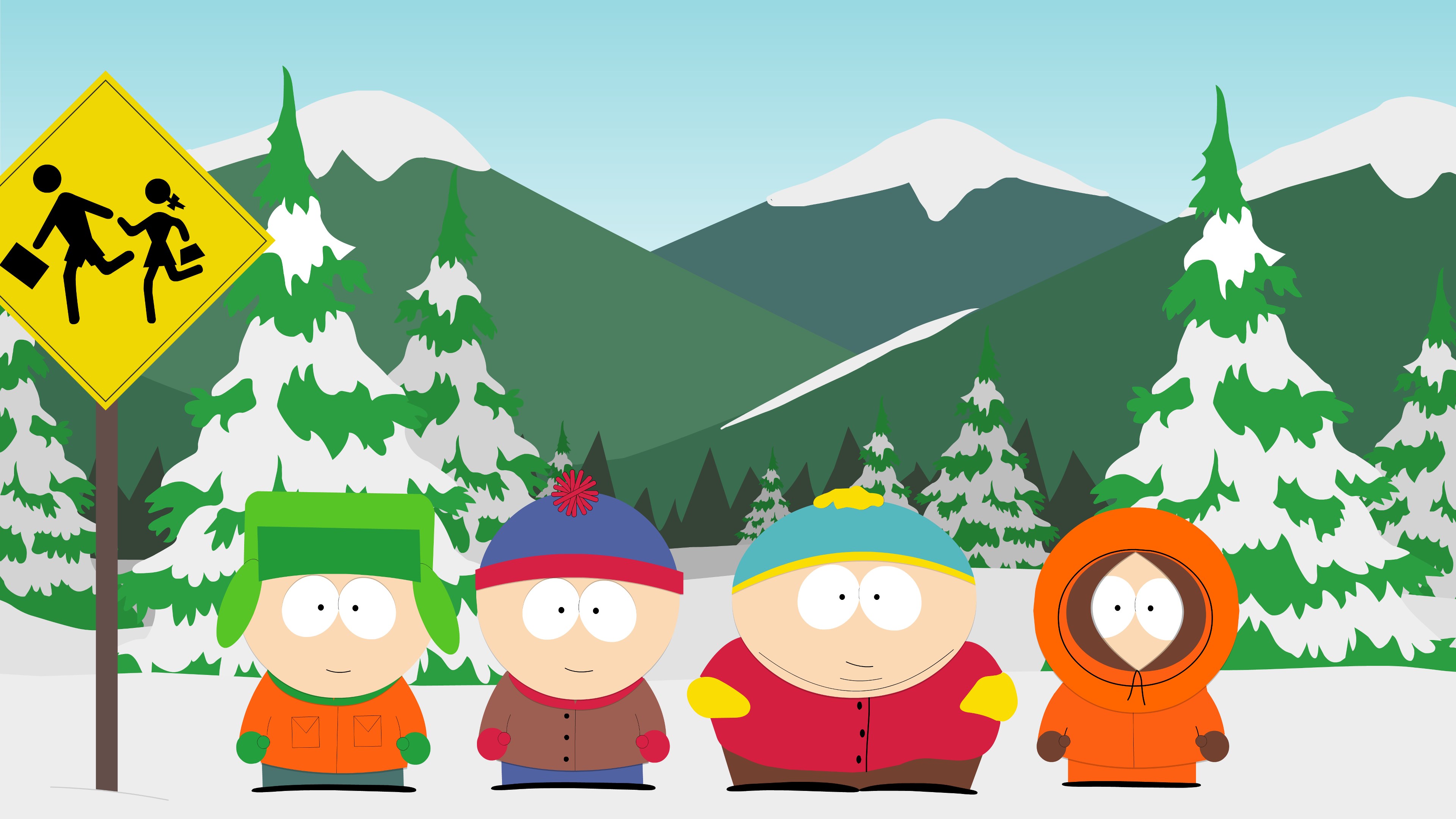 South Park Characters in Winter Scene HD Wallpaper