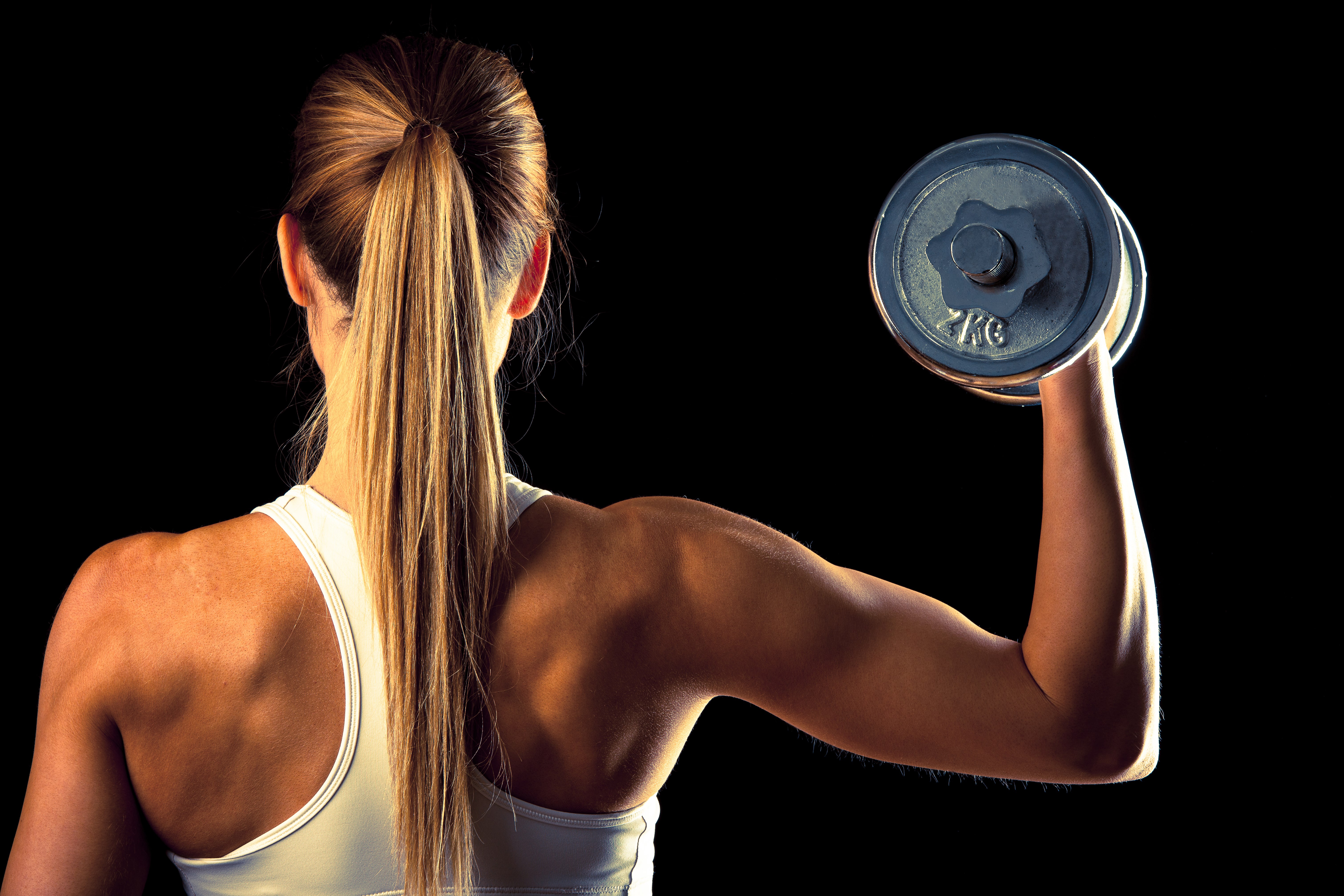 Woman lifting dumbbell, fitness HD Wallpaper