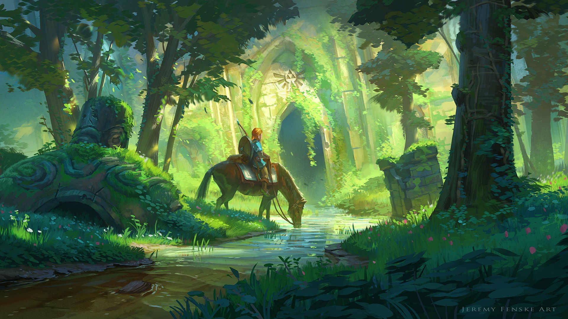 Link from The Legend of Zelda: Breath of the Wild on horseback HD Wallpaper