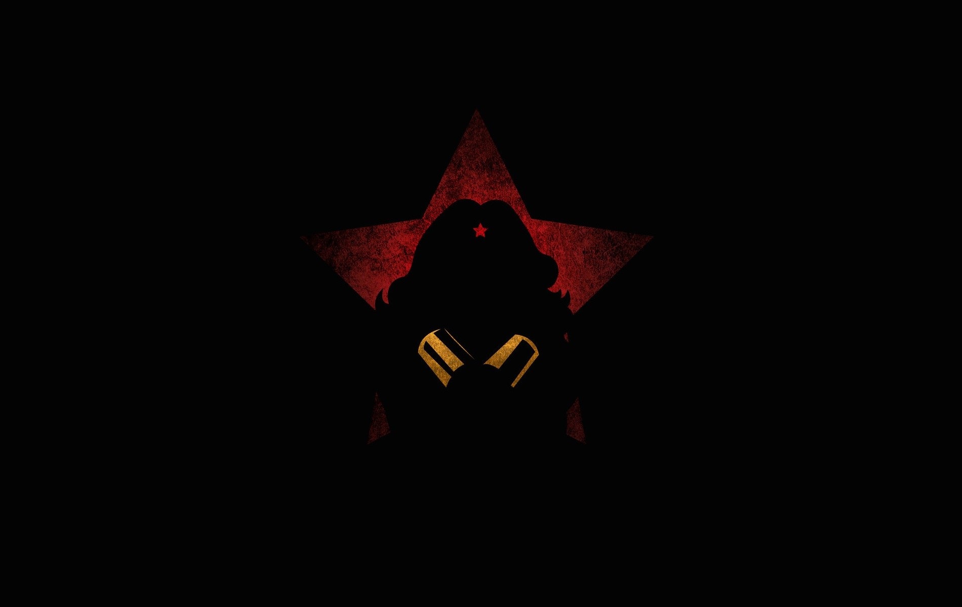Wonder Woman Silhouette with Red Star HD Wallpaper