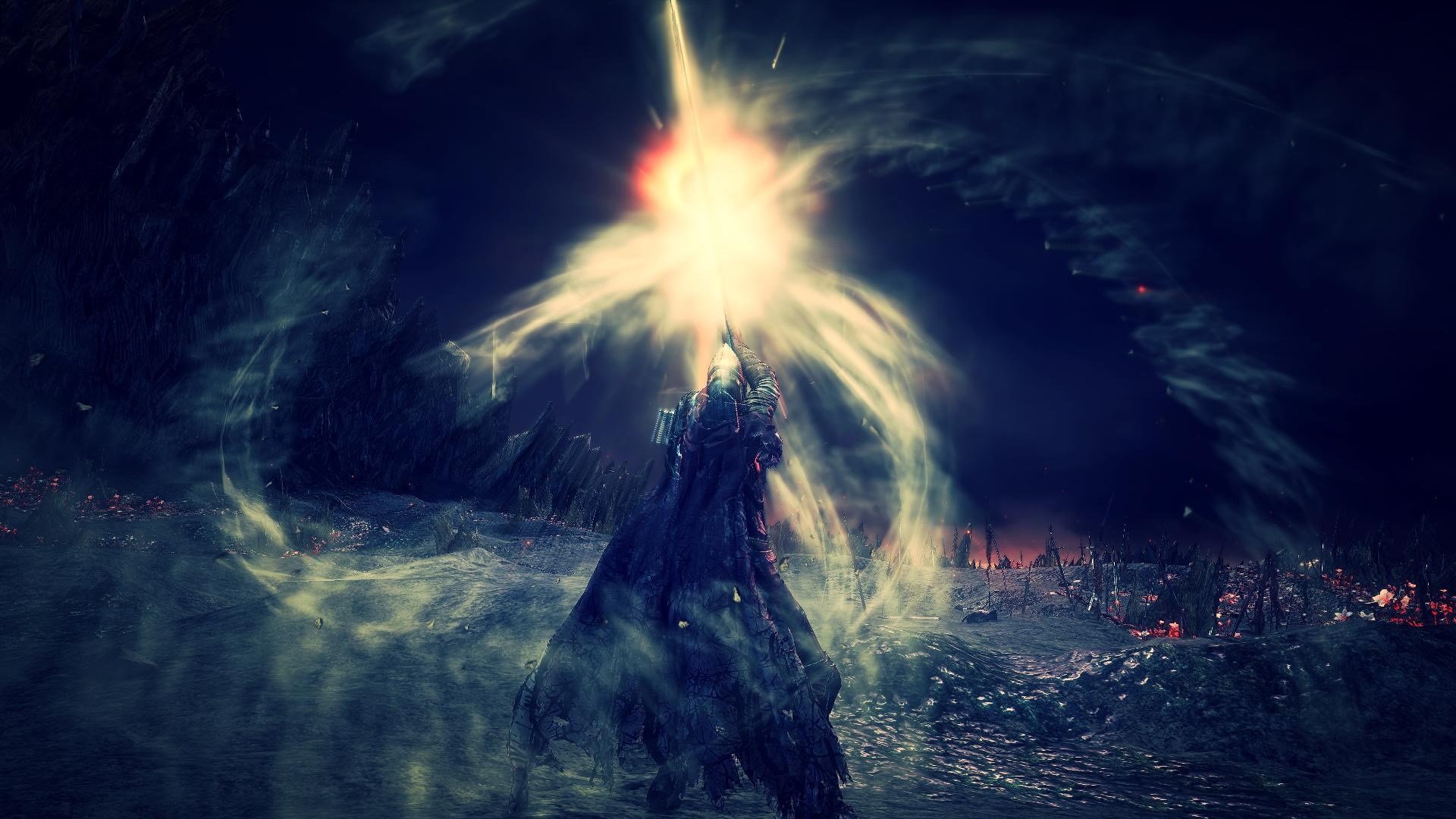 Dark Souls 3 character with glowing sword HD Wallpaper