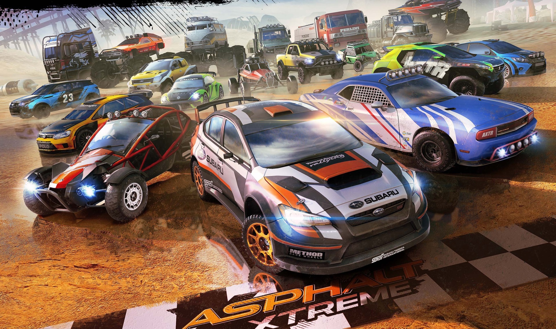 Asphalt Xtreme racing cars on dirt track HD Wallpaper