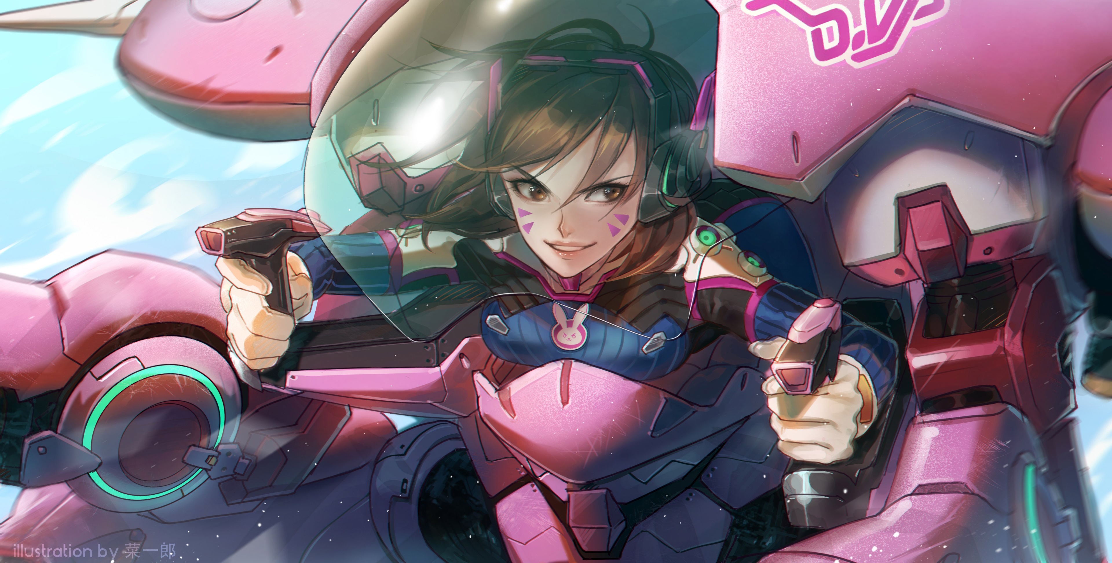 D.Va from Overwatch in her mech HD Wallpaper