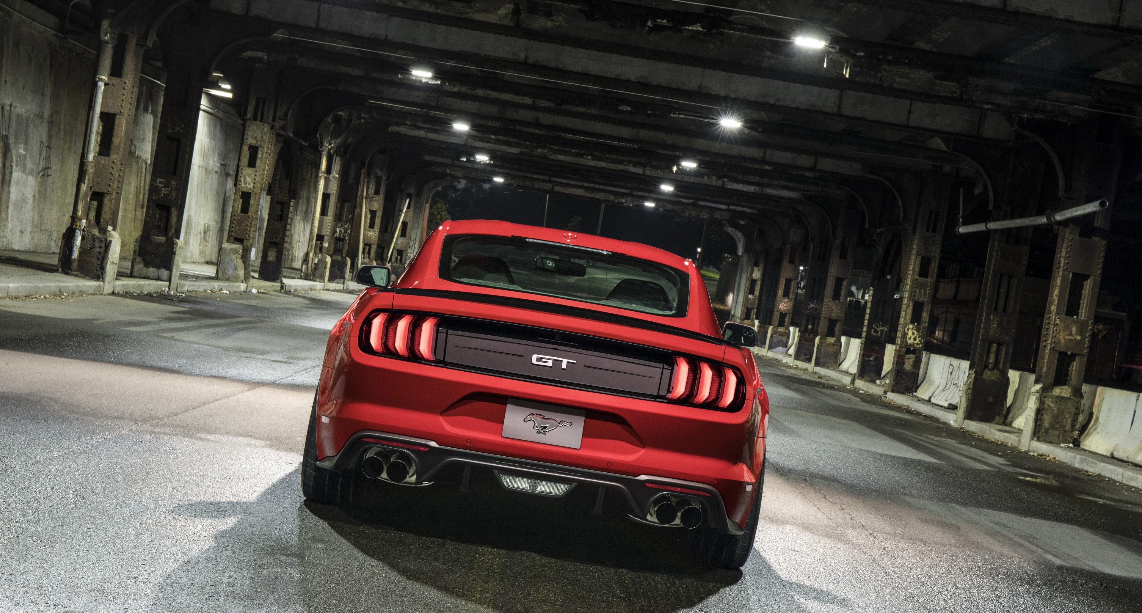 Red Ford Mustang GT in Tunnel HD Wallpaper