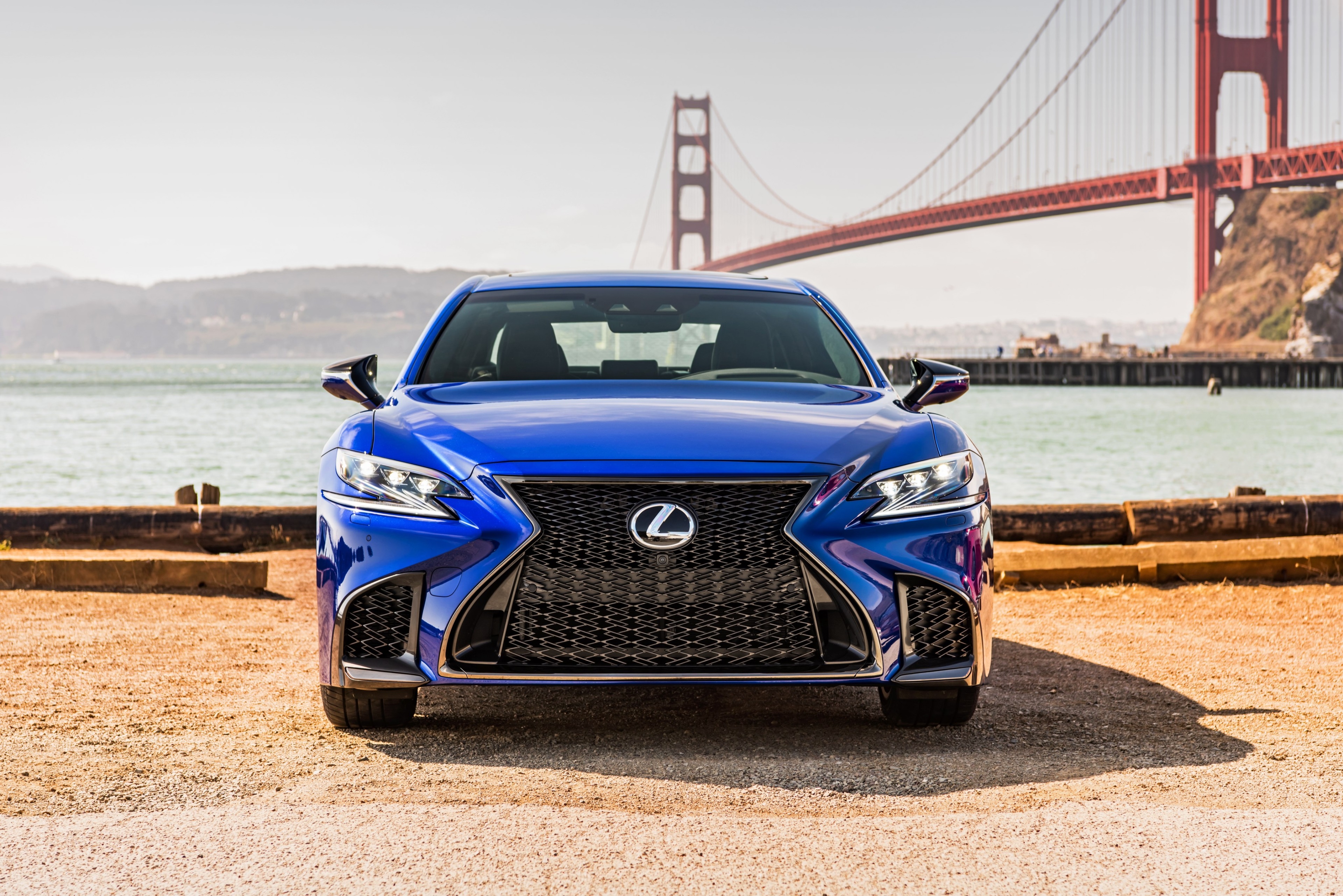 Blue Lexus LS 500 F Sport in San Francisco HD Wallpaper
