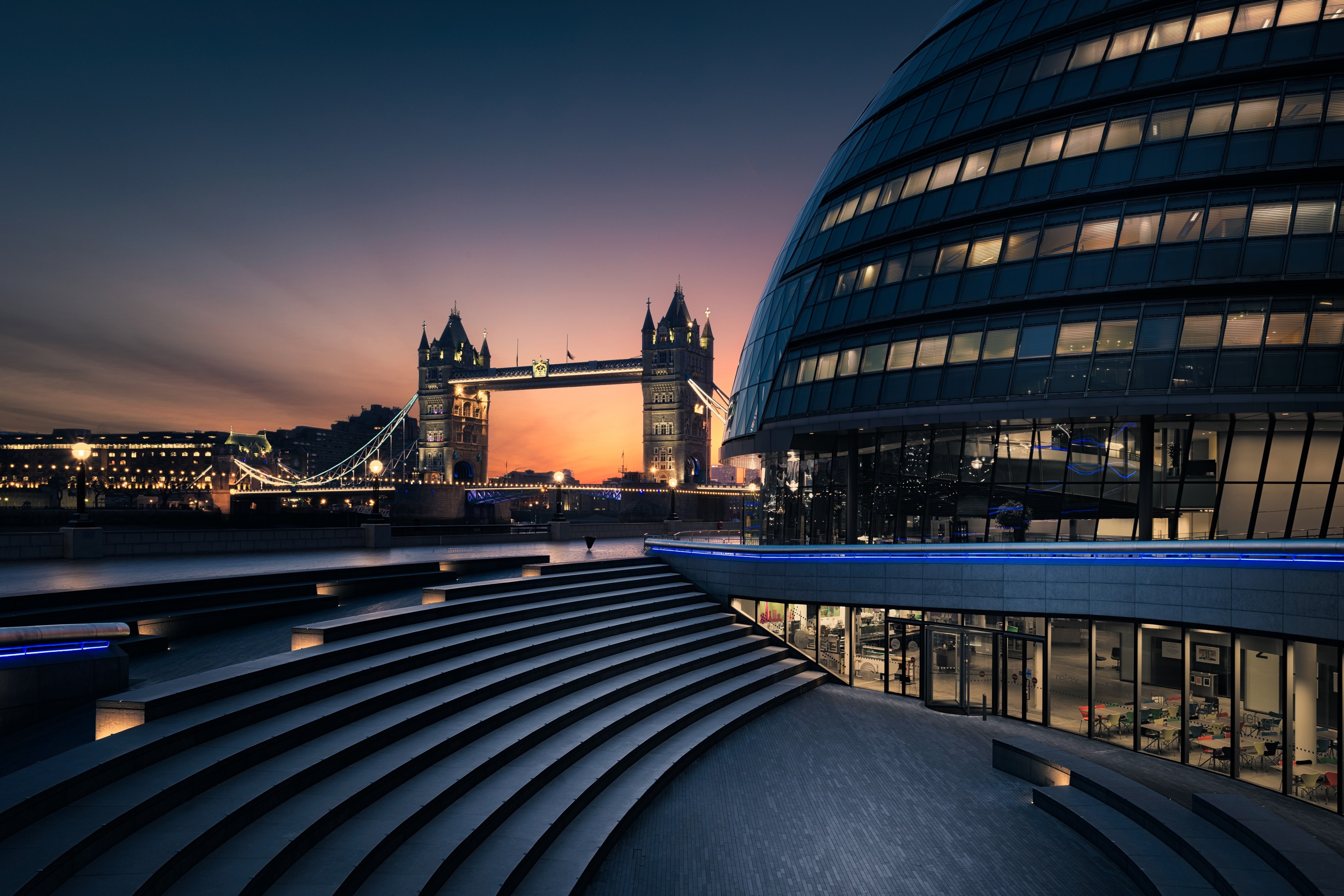 Tower Bridge and City Hall London at Dusk HD Wallpaper