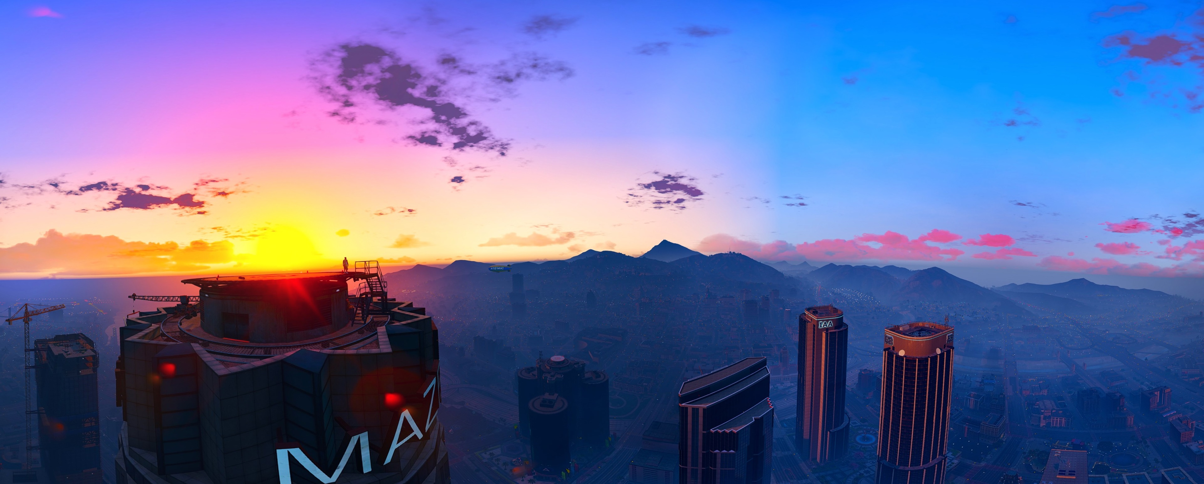 Grand Theft Auto V 4K cityscape at sunset HD Wallpaper
