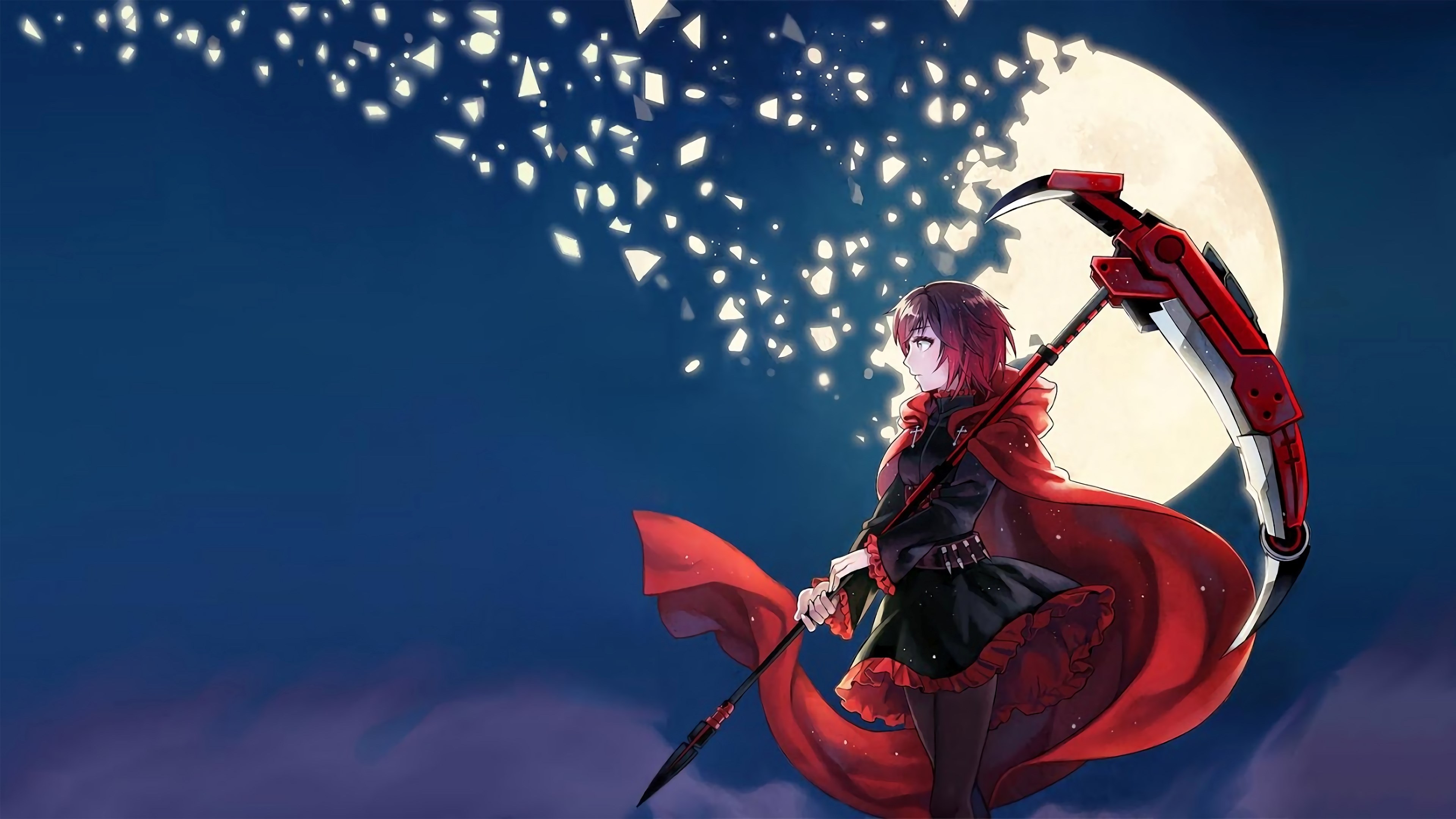 Ruby Rose from RWBY with a scythe and moon HD Wallpaper