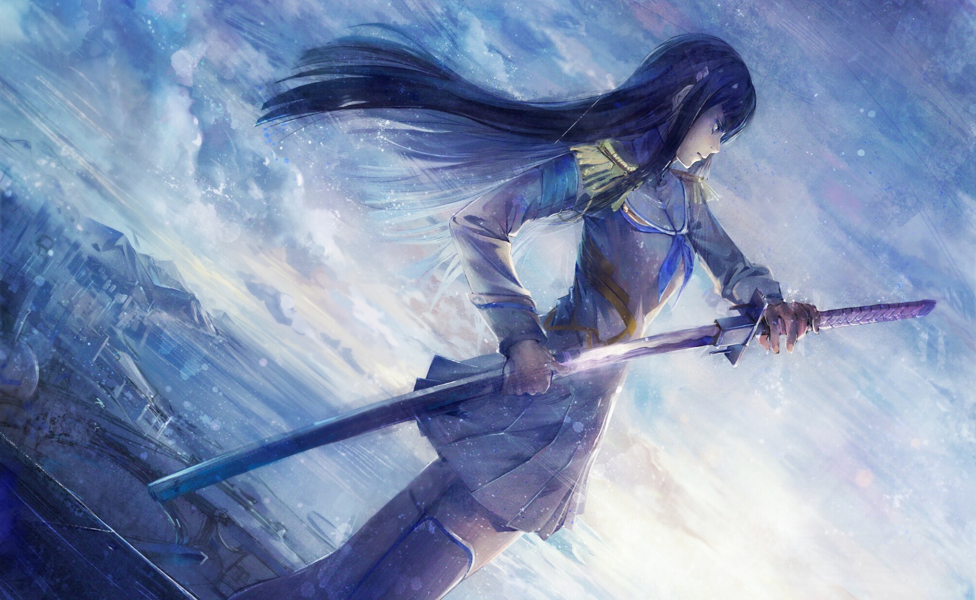Satsuki Kiryuin from Kill la Kill holding a sword HD Wallpaper
