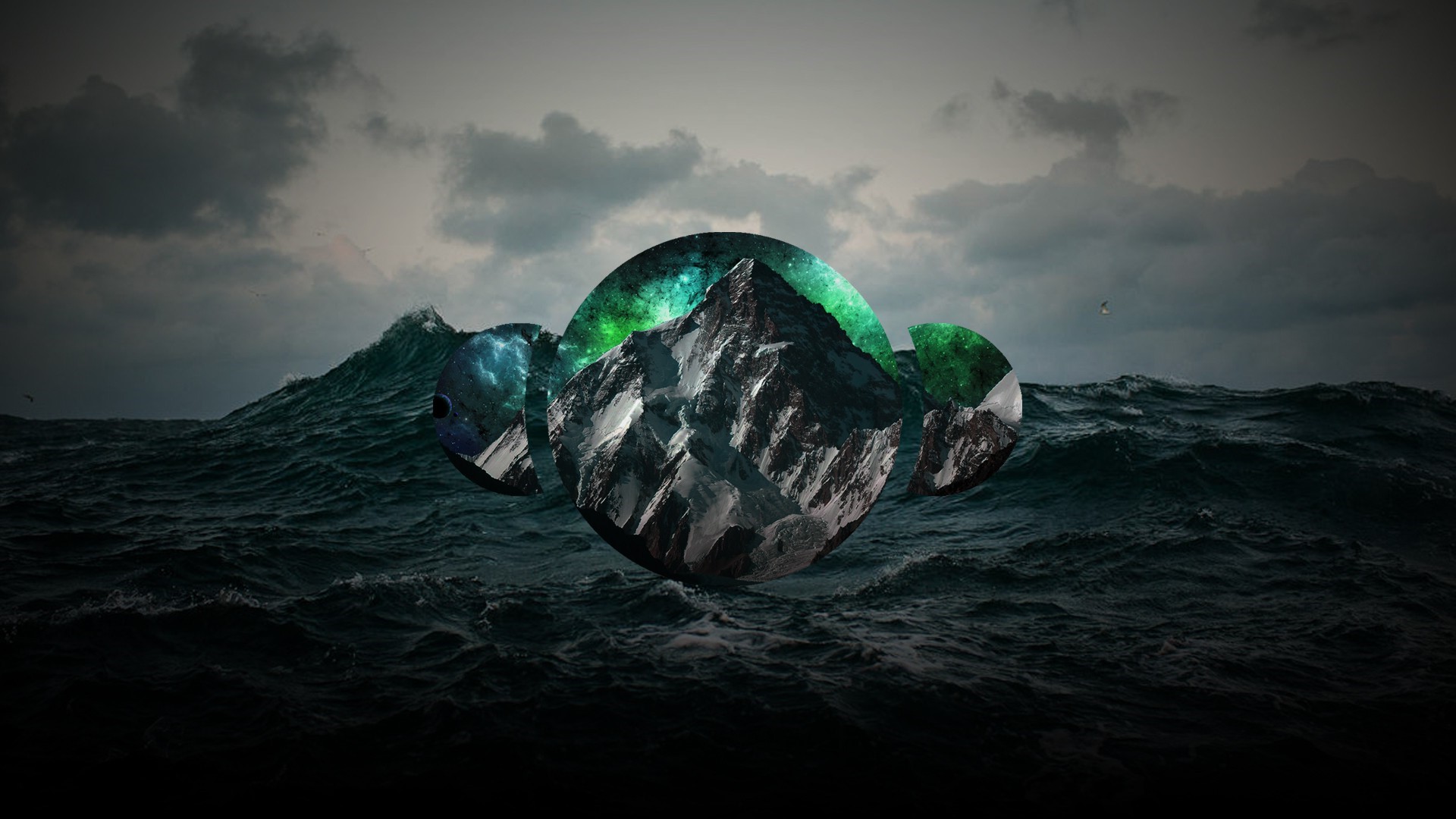 Abstract Polyscape of Mountain and Sea HD Wallpaper