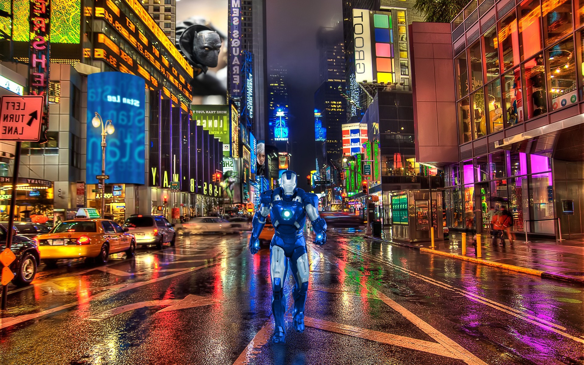 Iron Man in Times Square, New York City HD Wallpaper