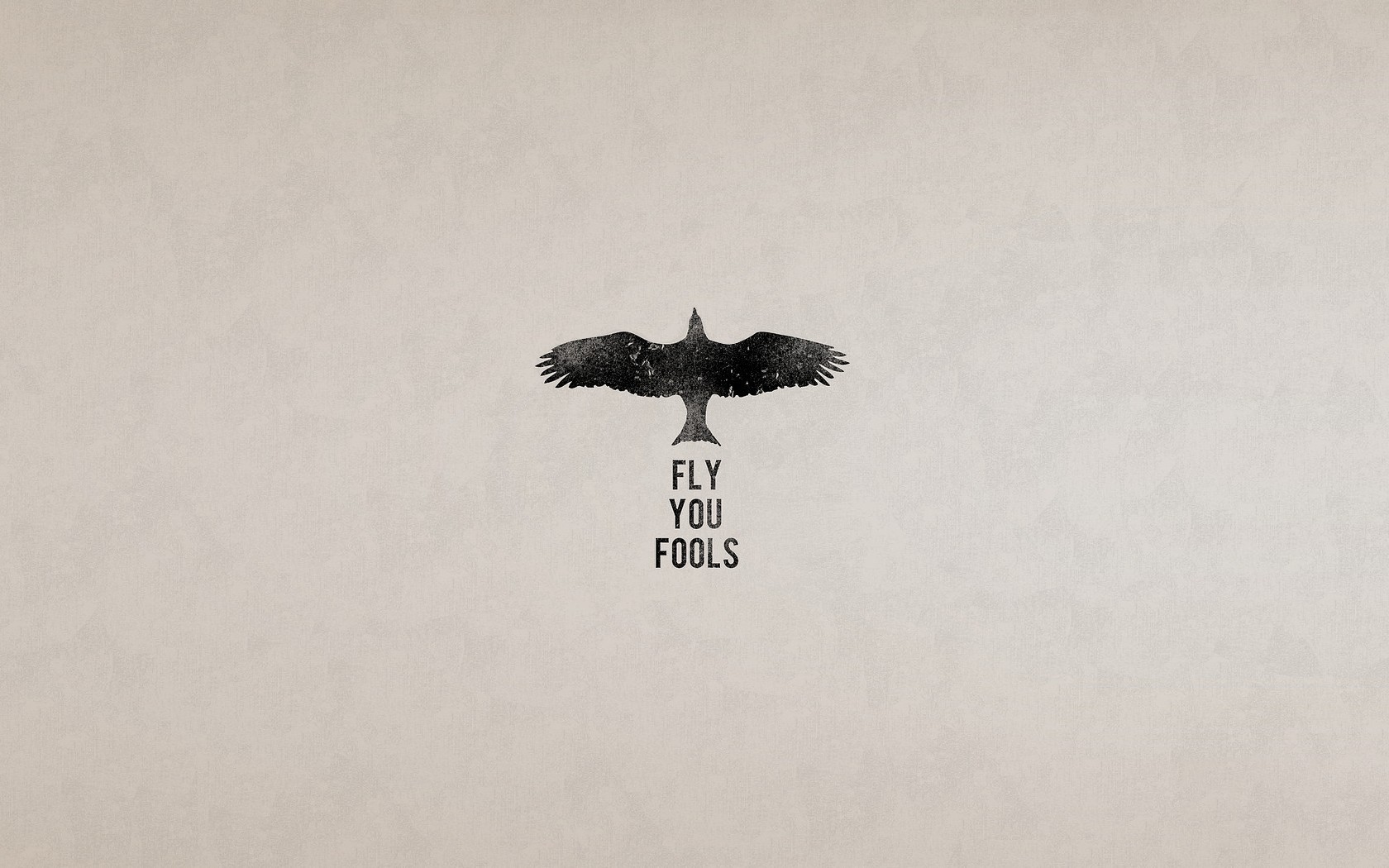 Minimalist bird with 'Fly You Fools' quote HD Wallpaper