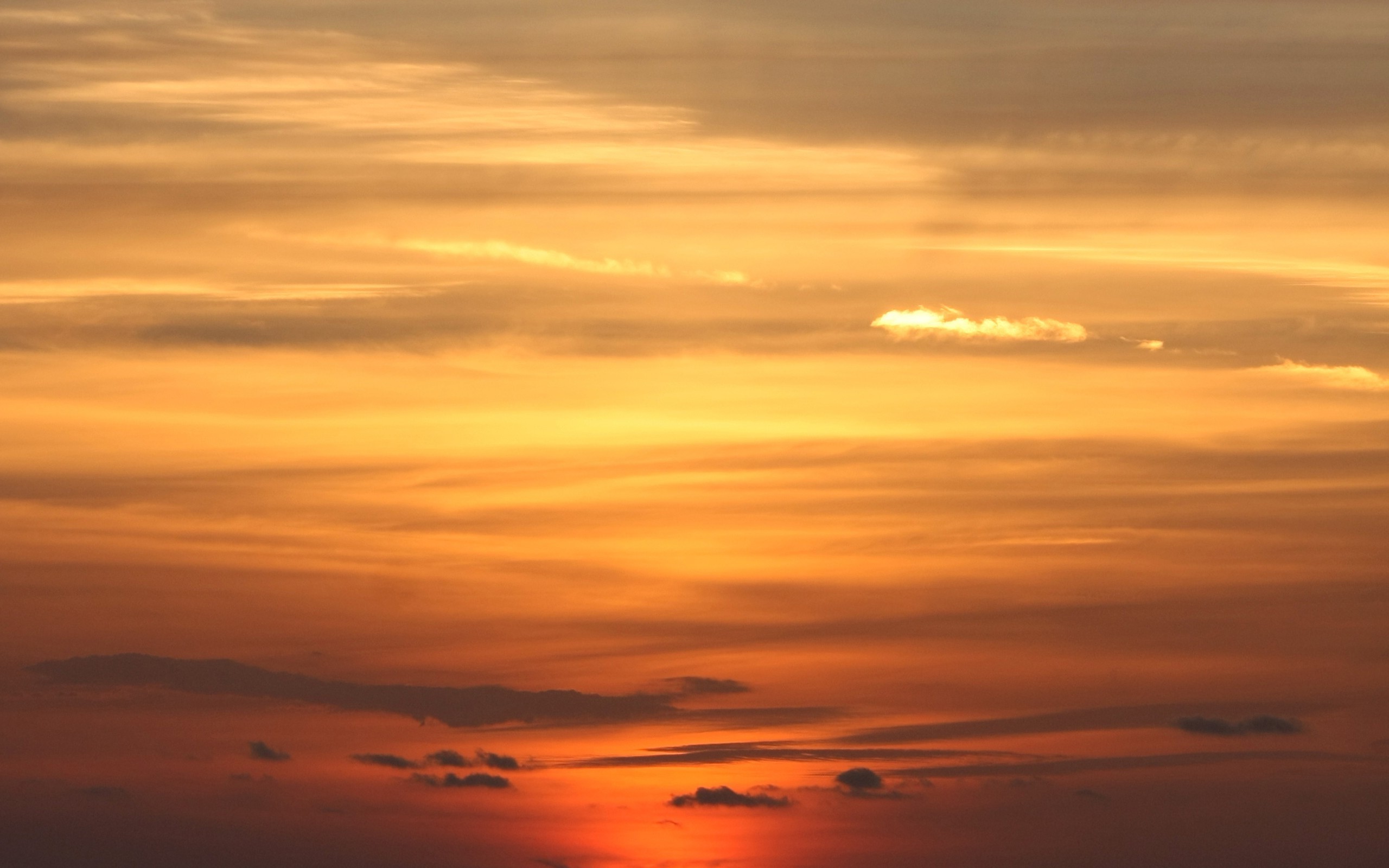 Orange sunset sky with clouds HD Wallpaper