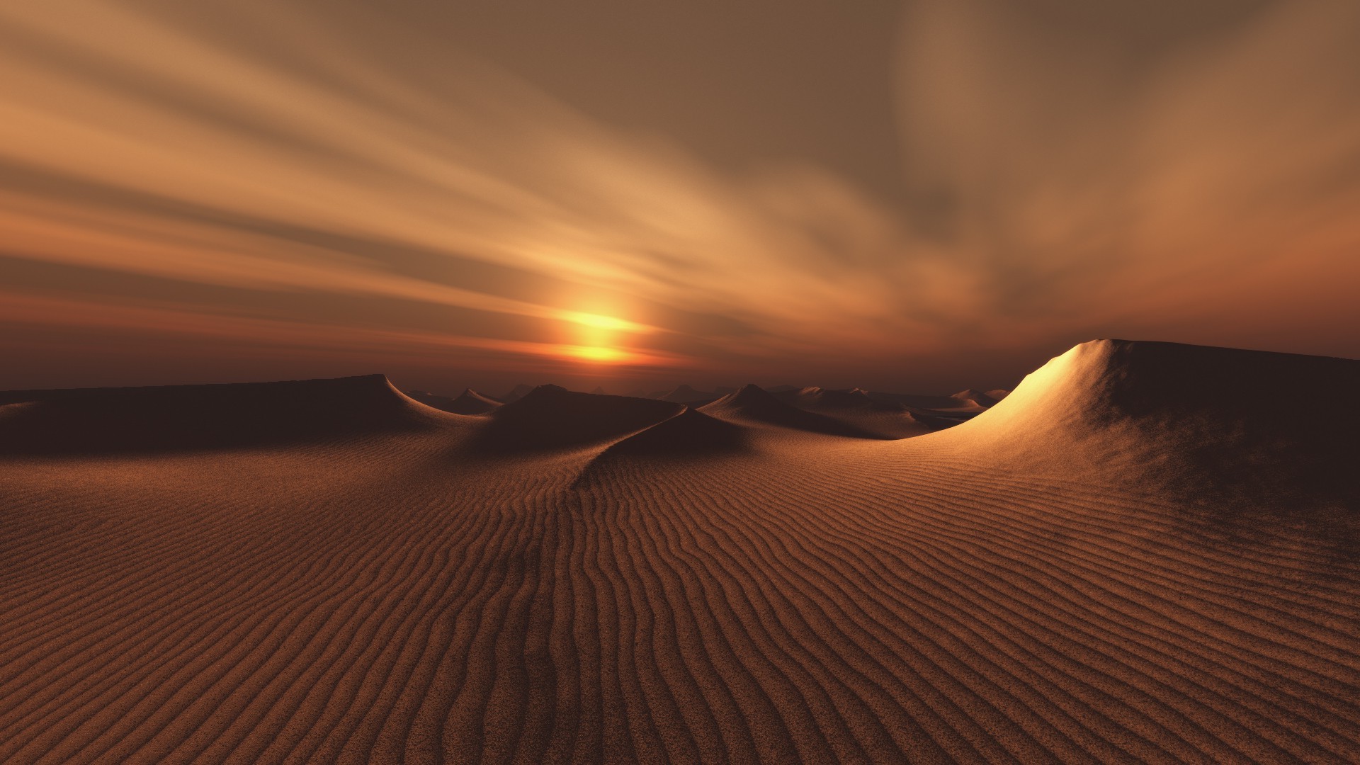 Desert sand dunes at sunset HD Wallpaper