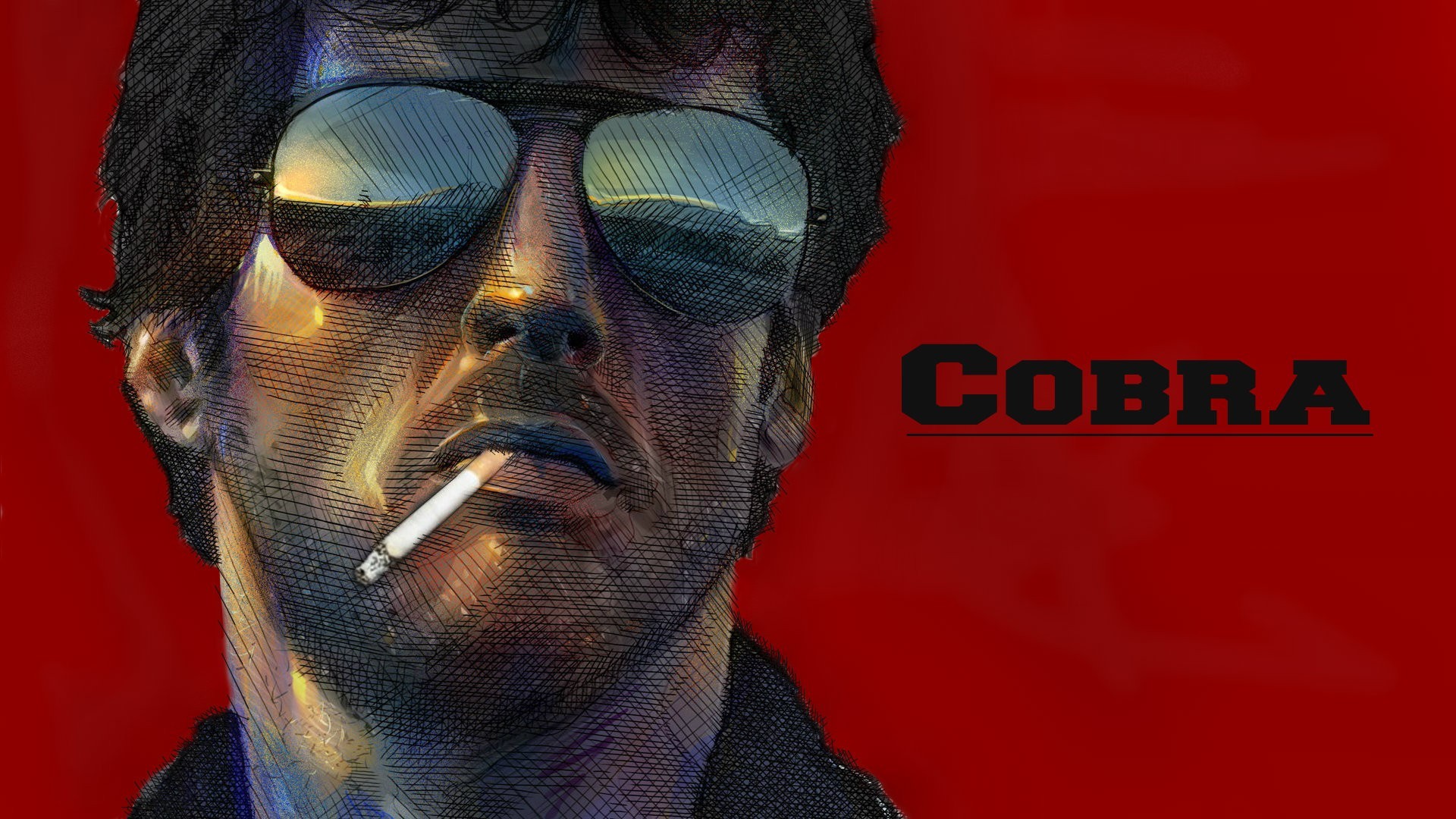 Sylvester Stallone as Cobra with Sunglasses and Cigarette HD Wallpaper