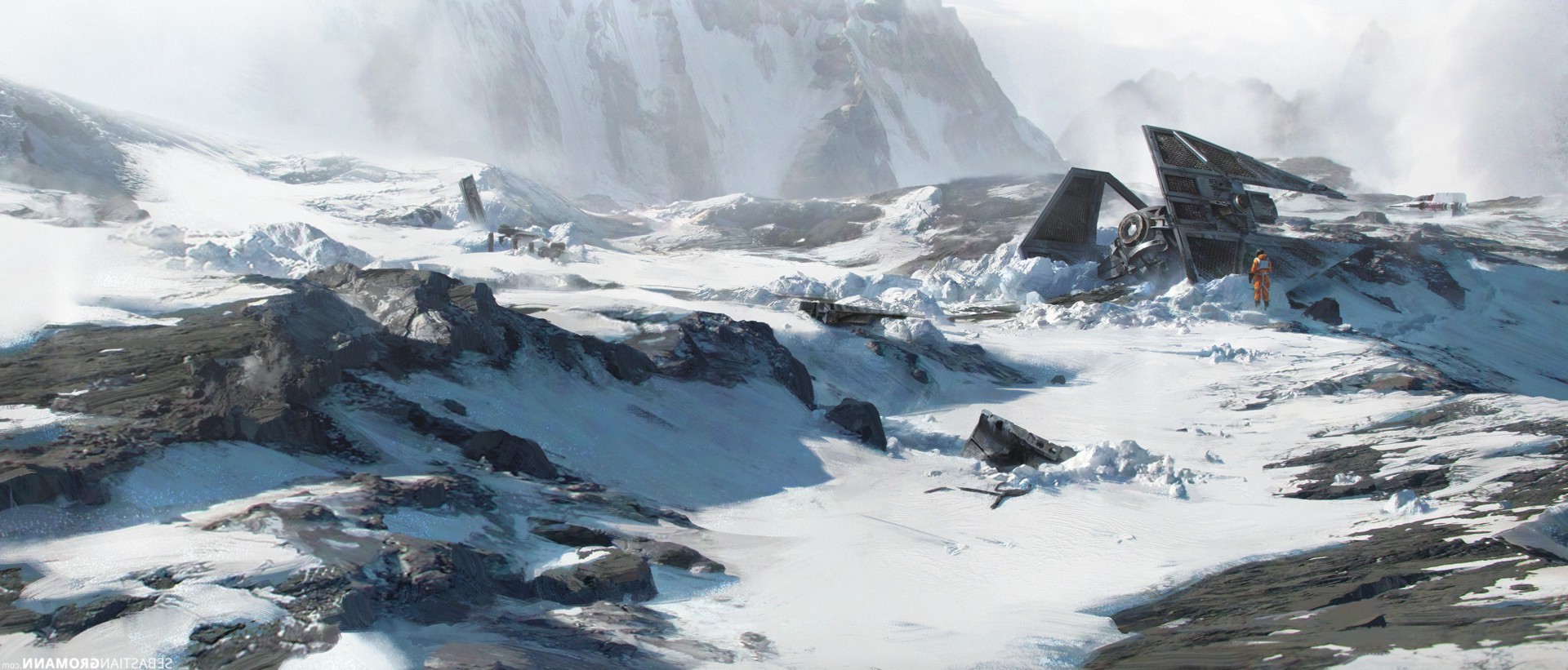 Star Wars TIE Fighter crash on Hoth HD Wallpaper