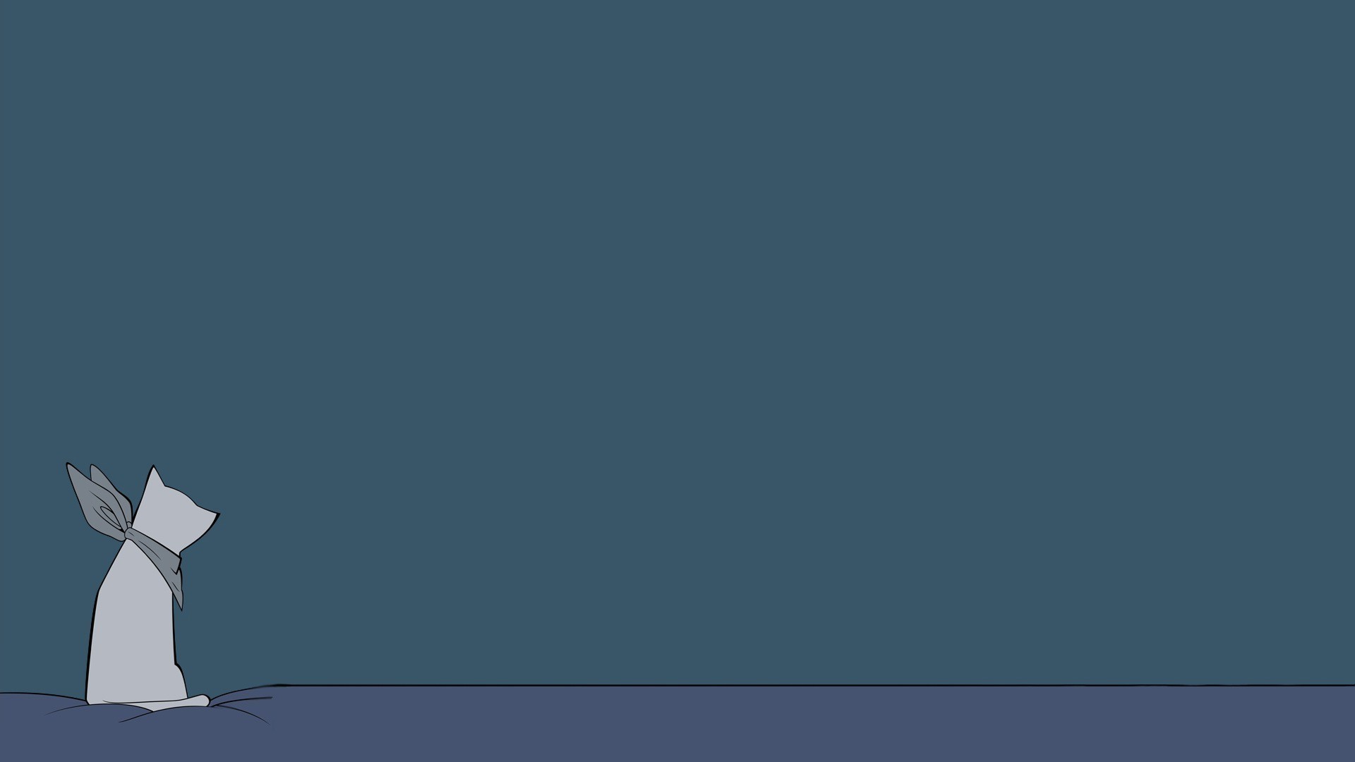 Minimalist cat drawing with blue background HD Wallpaper
