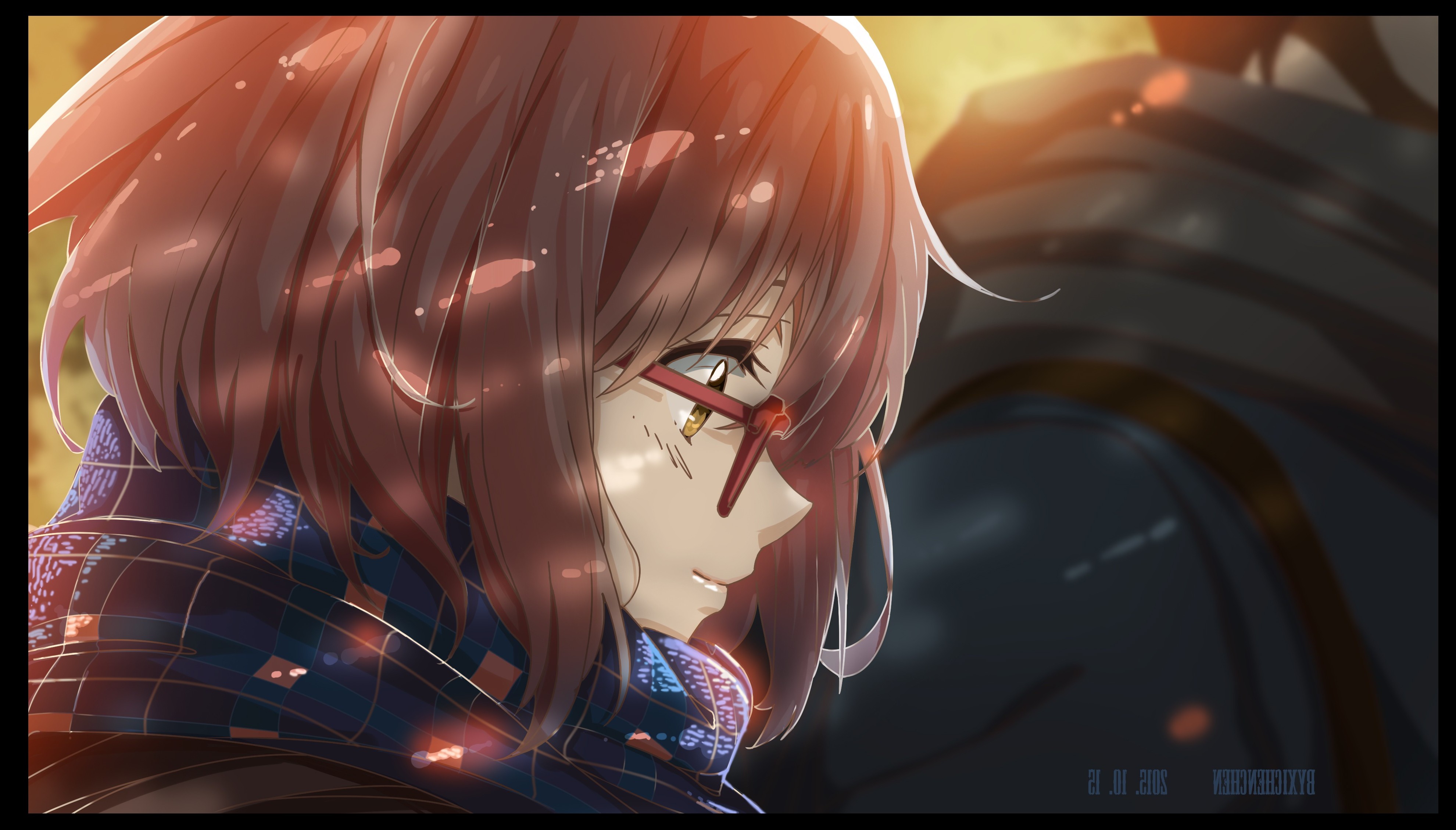 Mirai Kuriyama from Kyoukai no Kanata wearing a scarf and glasses HD Wallpaper