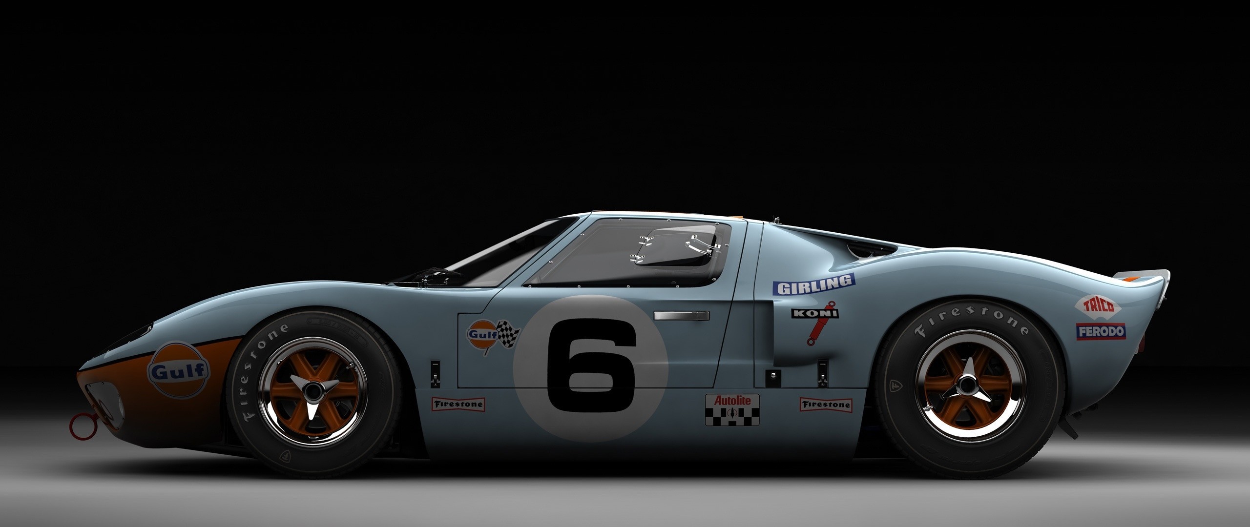 Gulf Ford GT40 race car with number 6 HD Wallpaper