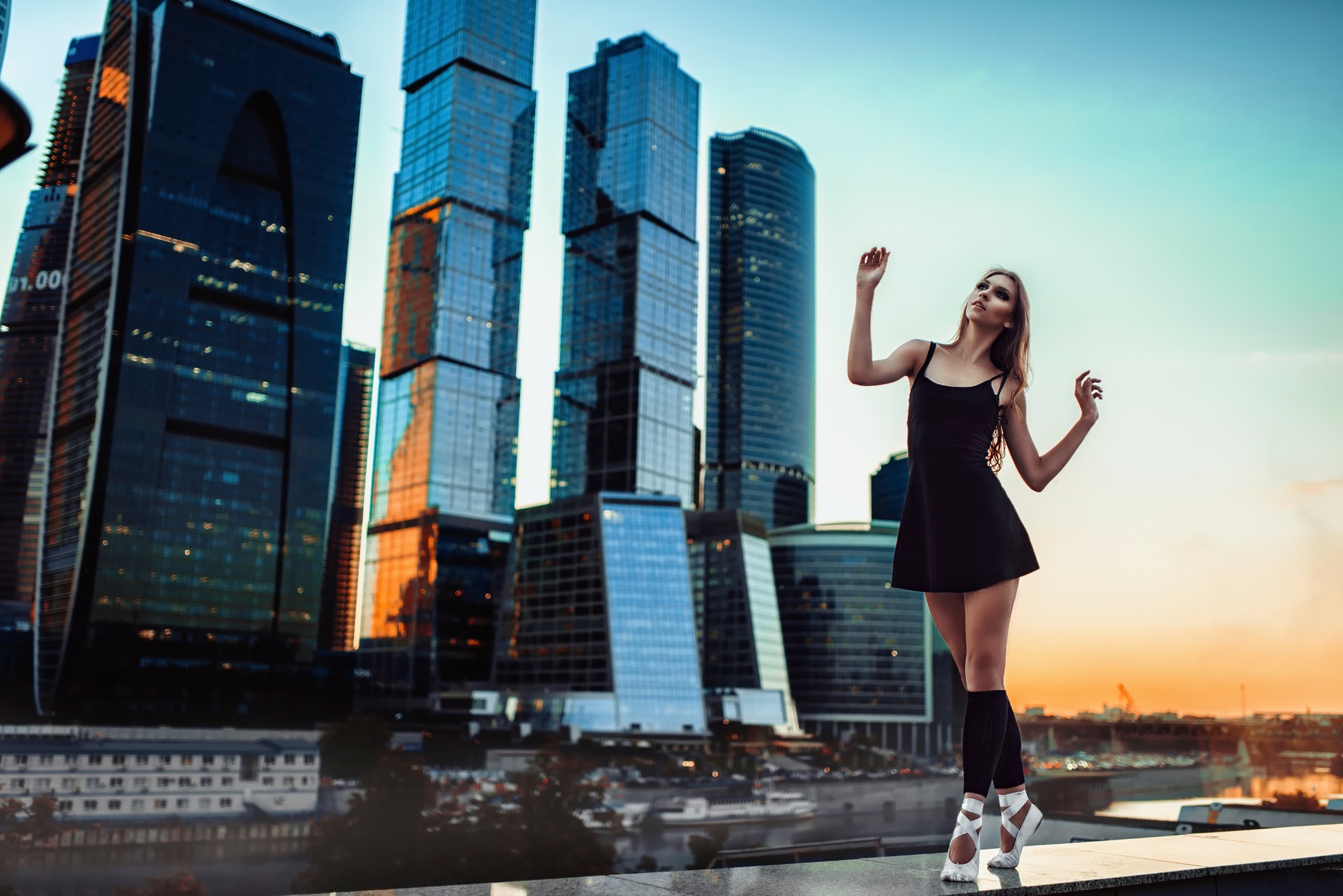 Ballerina in Moscow City HD Wallpaper