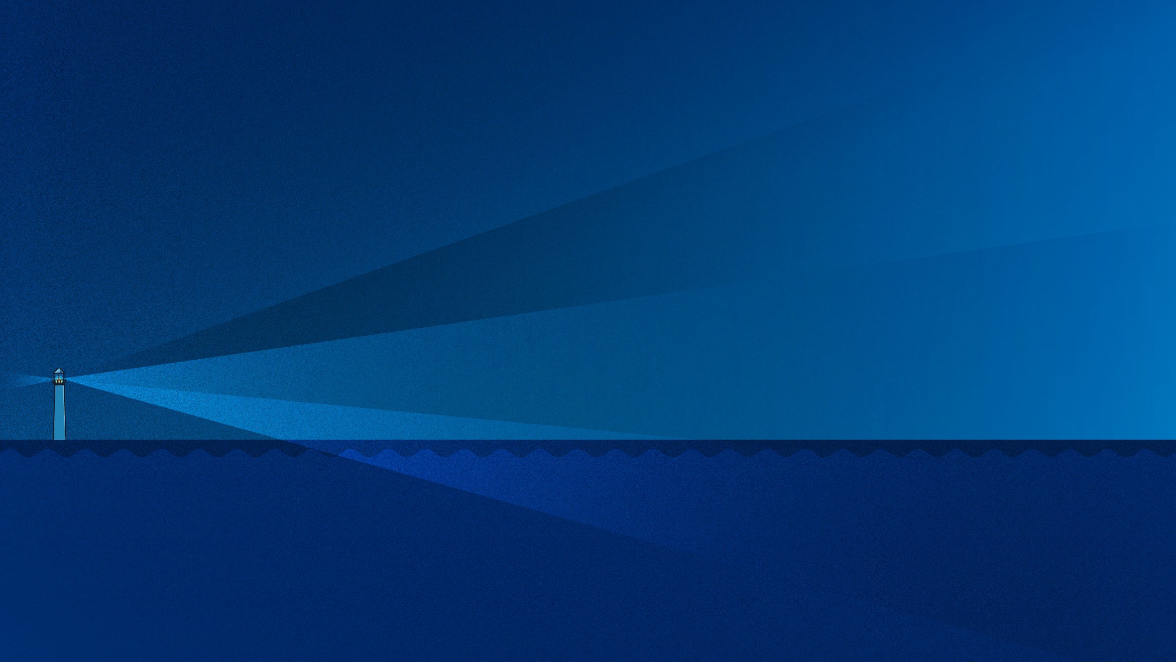 Minimalist lighthouse beam over dark blue ocean HD Wallpaper