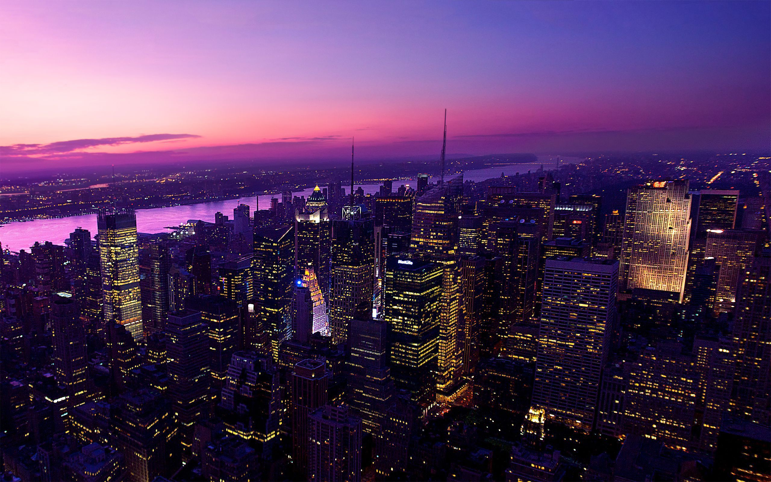 New York City Skyline at Sunset HD Wallpaper