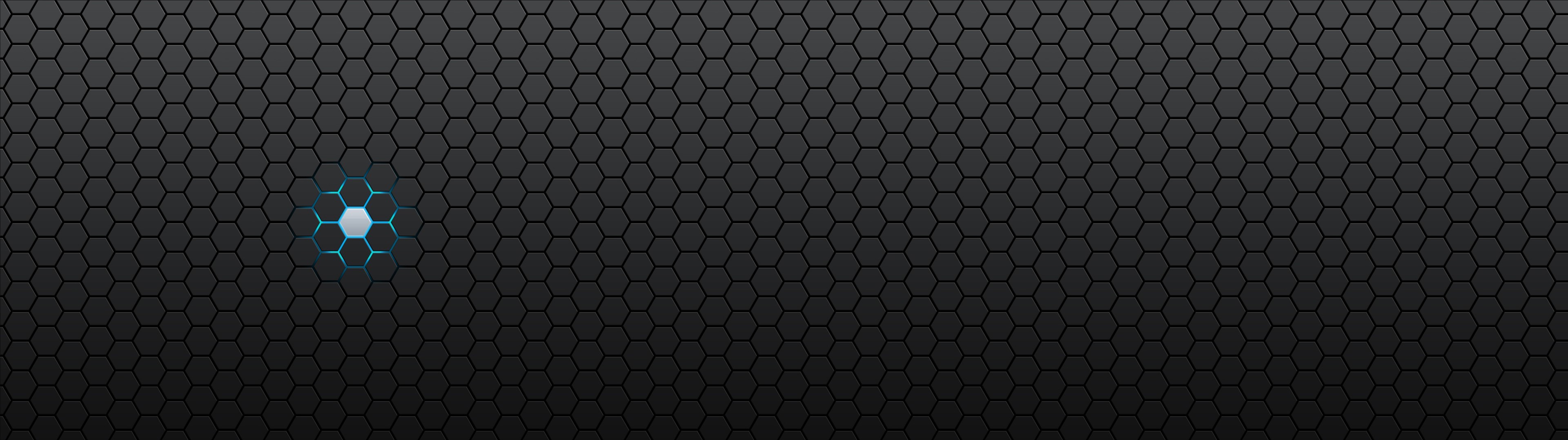 Minimalist dark hexagon pattern with glowing blue hexagon HD Wallpaper