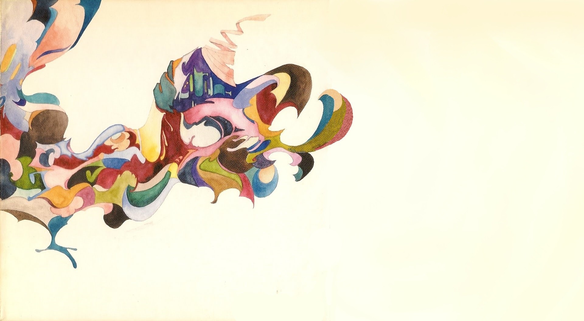 Abstract watercolor painting with swirling shapes HD Wallpaper