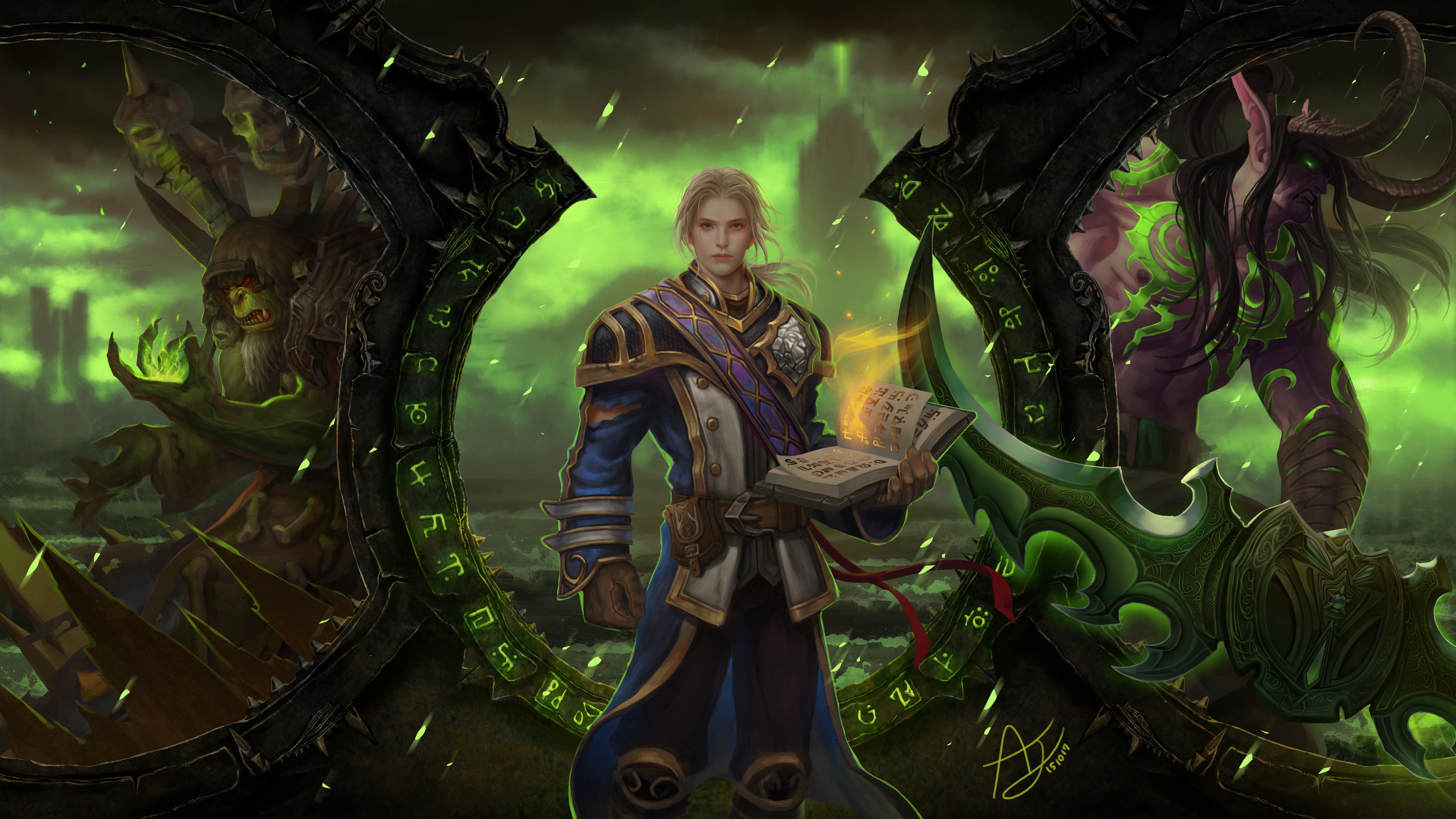 Guldan and Illidan Stormrage with Anduin Wrynn in Warcraft HD Wallpaper