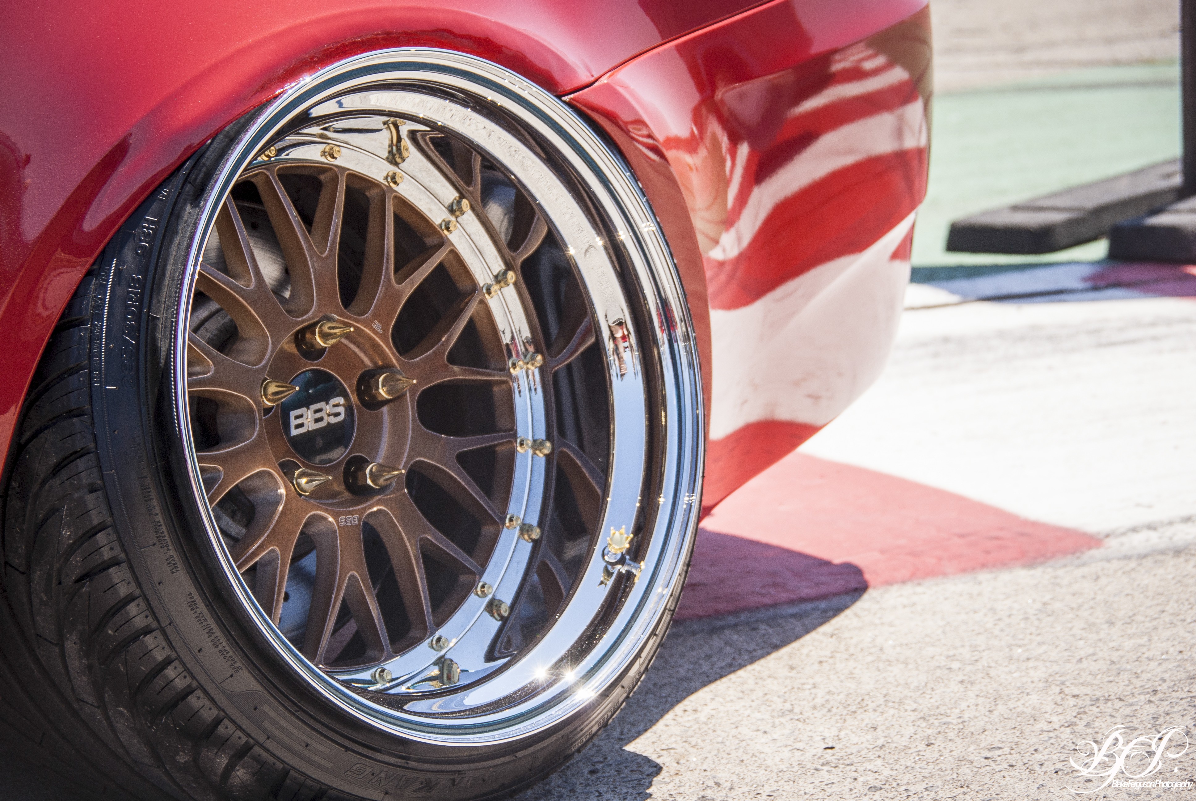 Red car with BBS wheels on a track HD Wallpaper