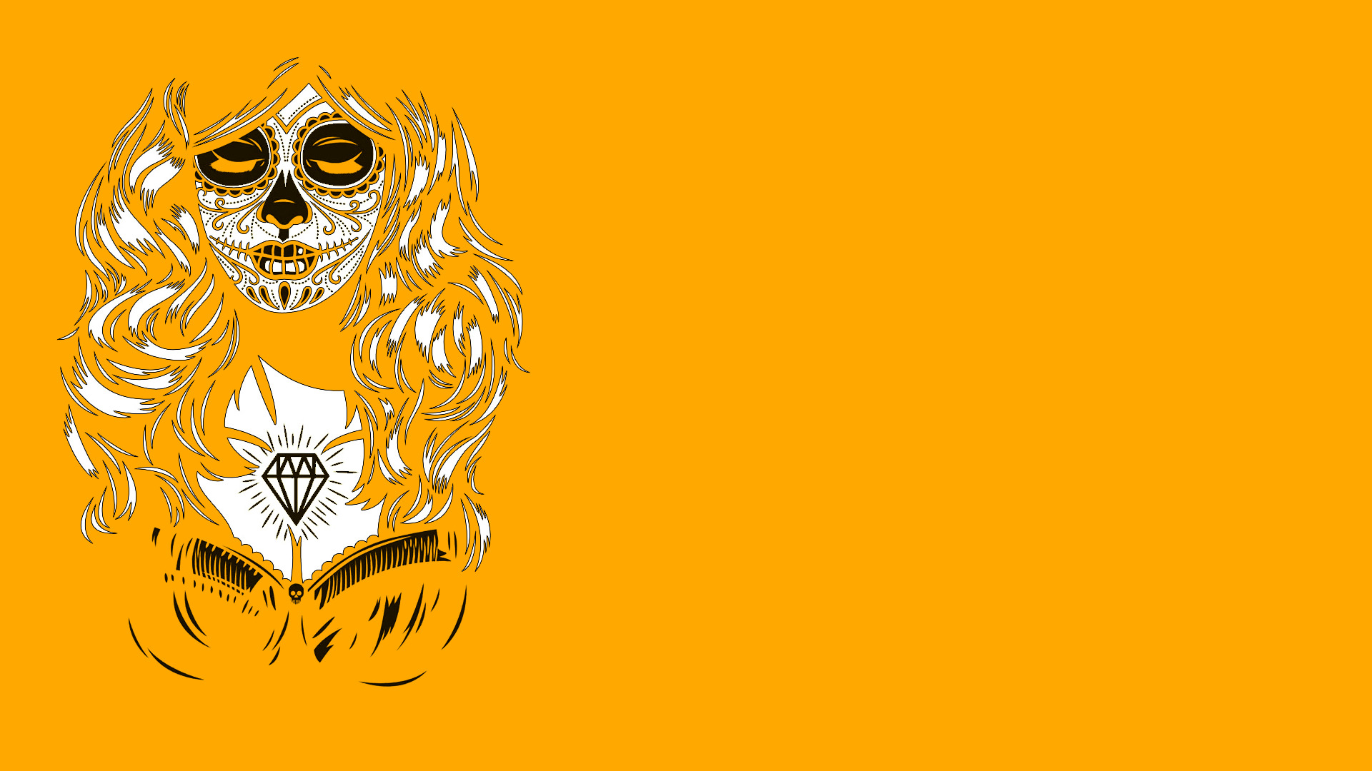 Artwork of a woman with Dia de los Muertos skull makeup HD Wallpaper