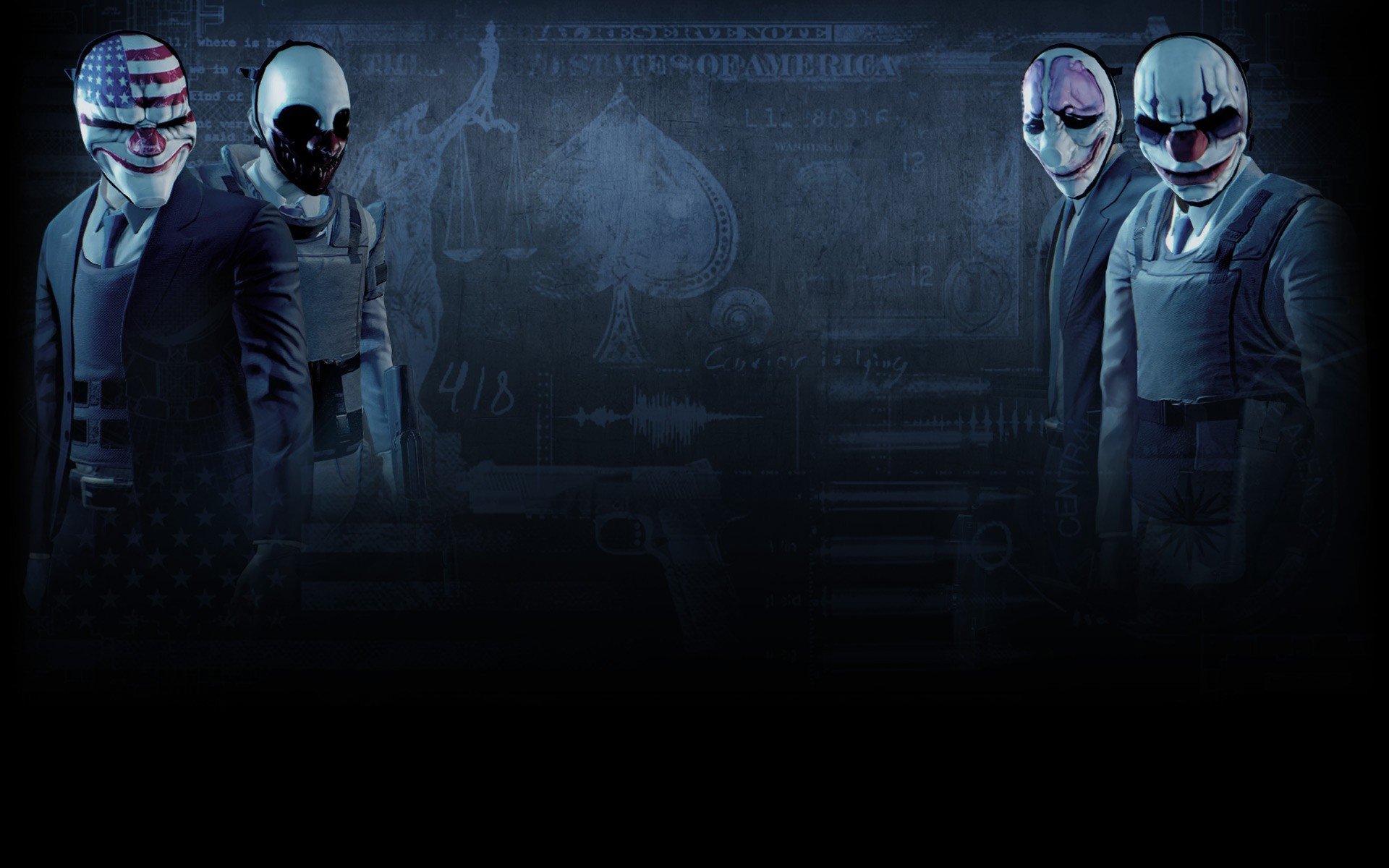 Payday 2 characters wearing masks HD Wallpaper