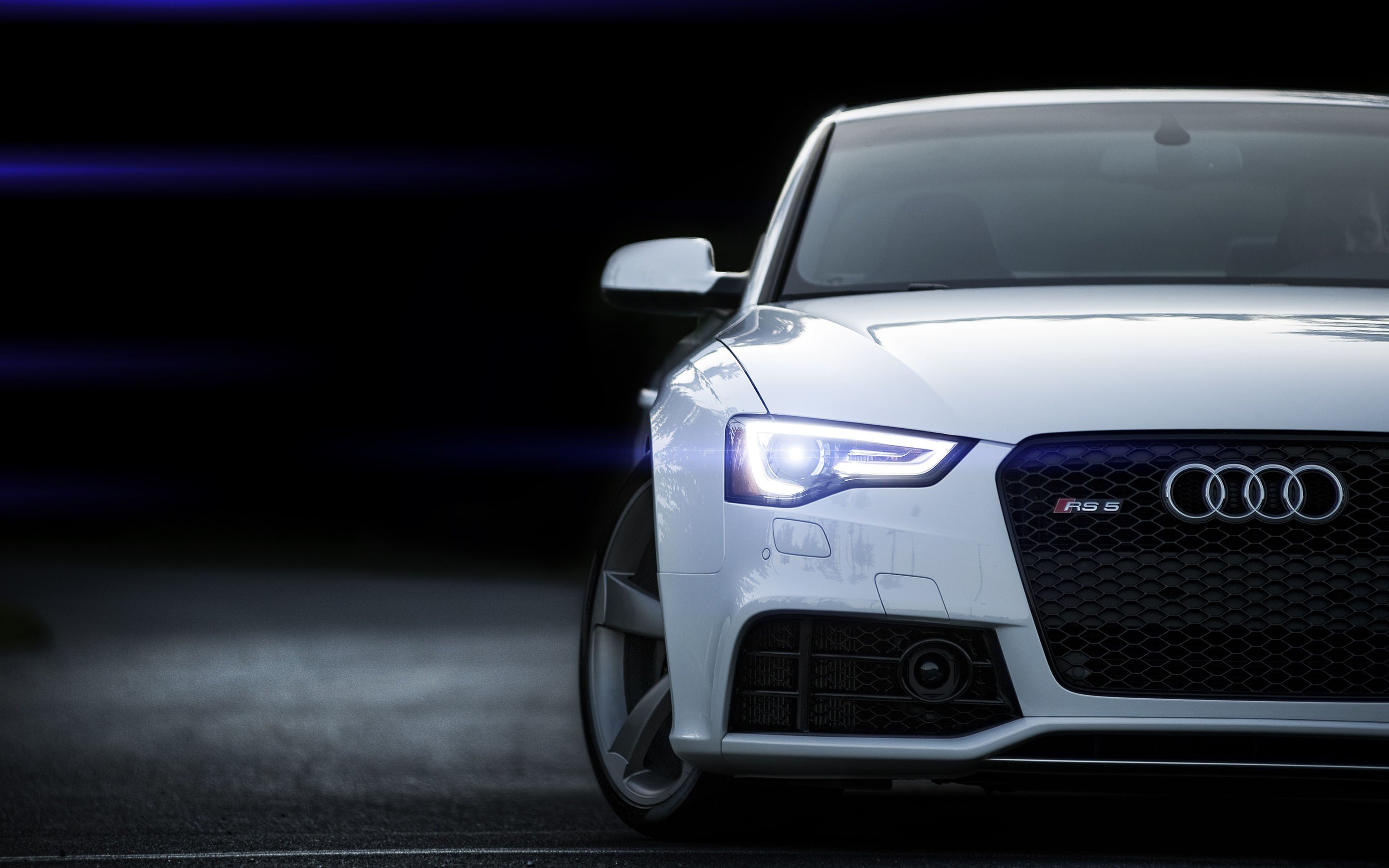 White Audi RS5 with LED headlights HD Wallpaper