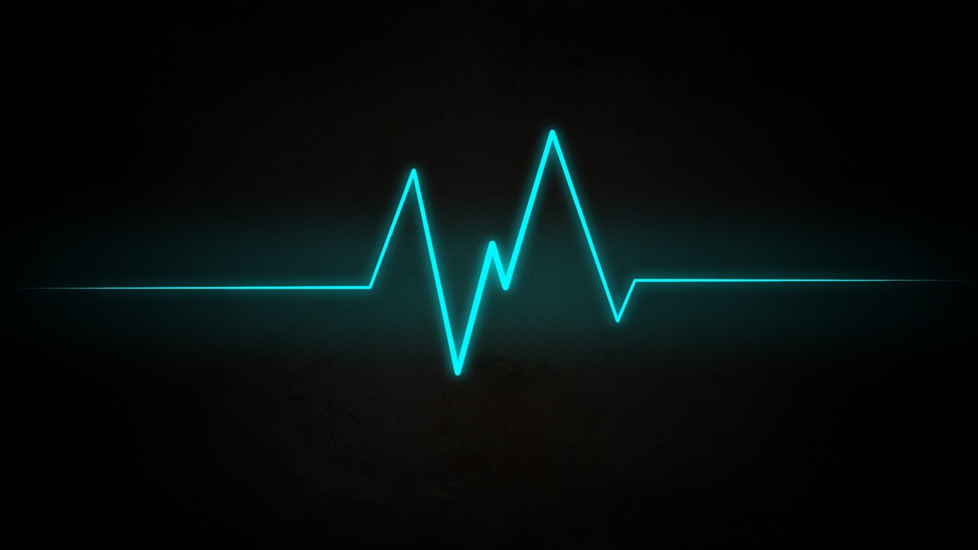 Cyan heartbeat line on black background HD Wallpaper