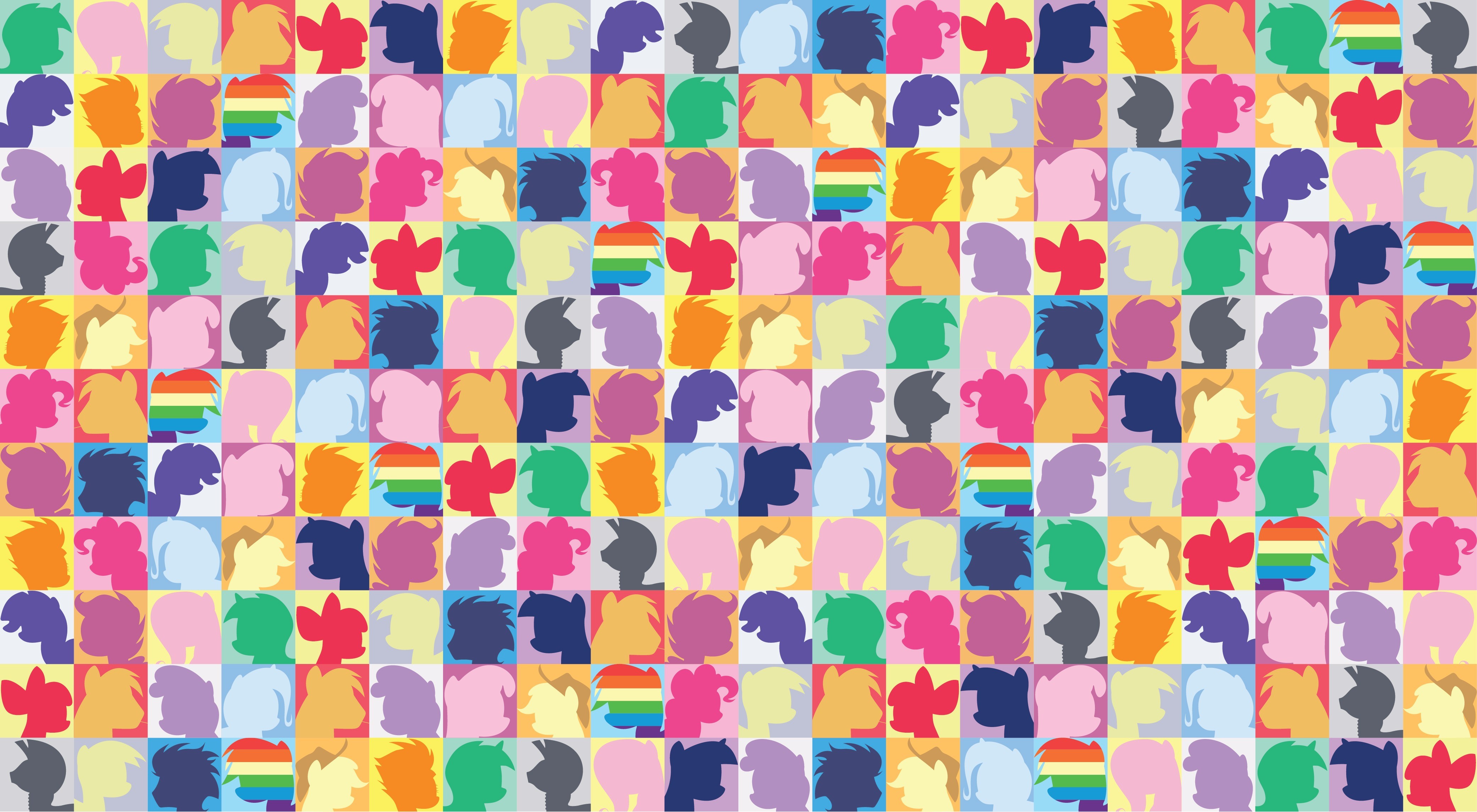 My Little Pony characters silhouette pattern HD Wallpaper