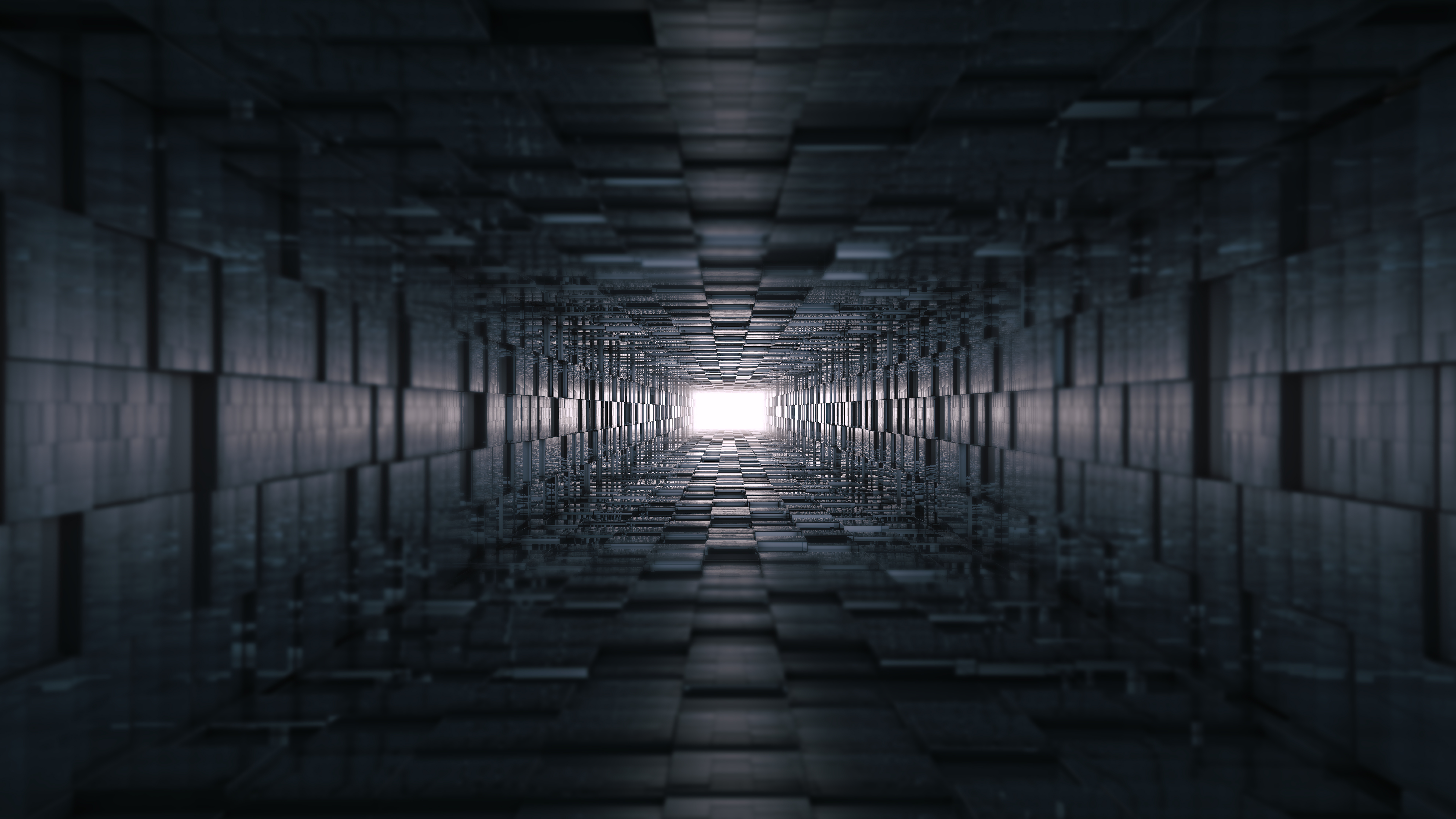 Dark Abstract Geometric Tunnel 4K HD Wallpaper
