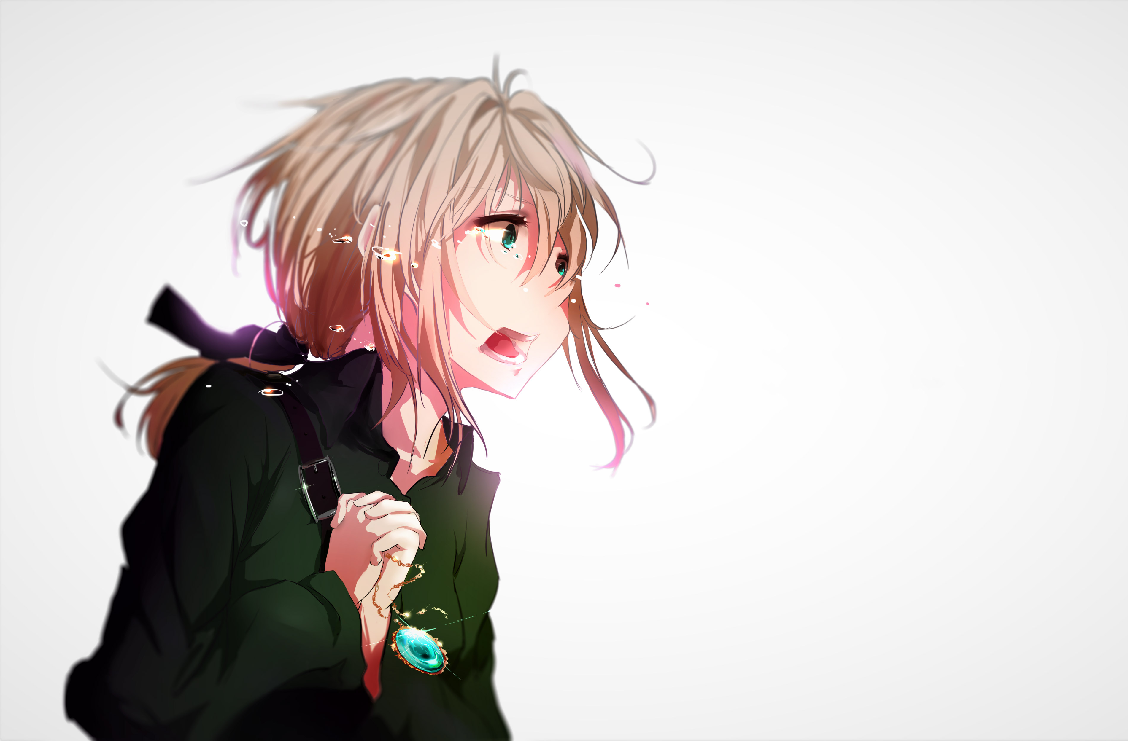 Emotional Violet Evergarden Holding a Pendant HD Wallpaper