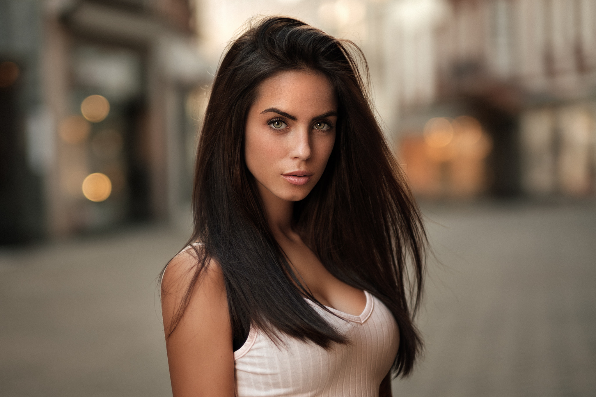 Portrait of Marlen Valderrama Alvarez with Long Dark Hair HD Wallpaper