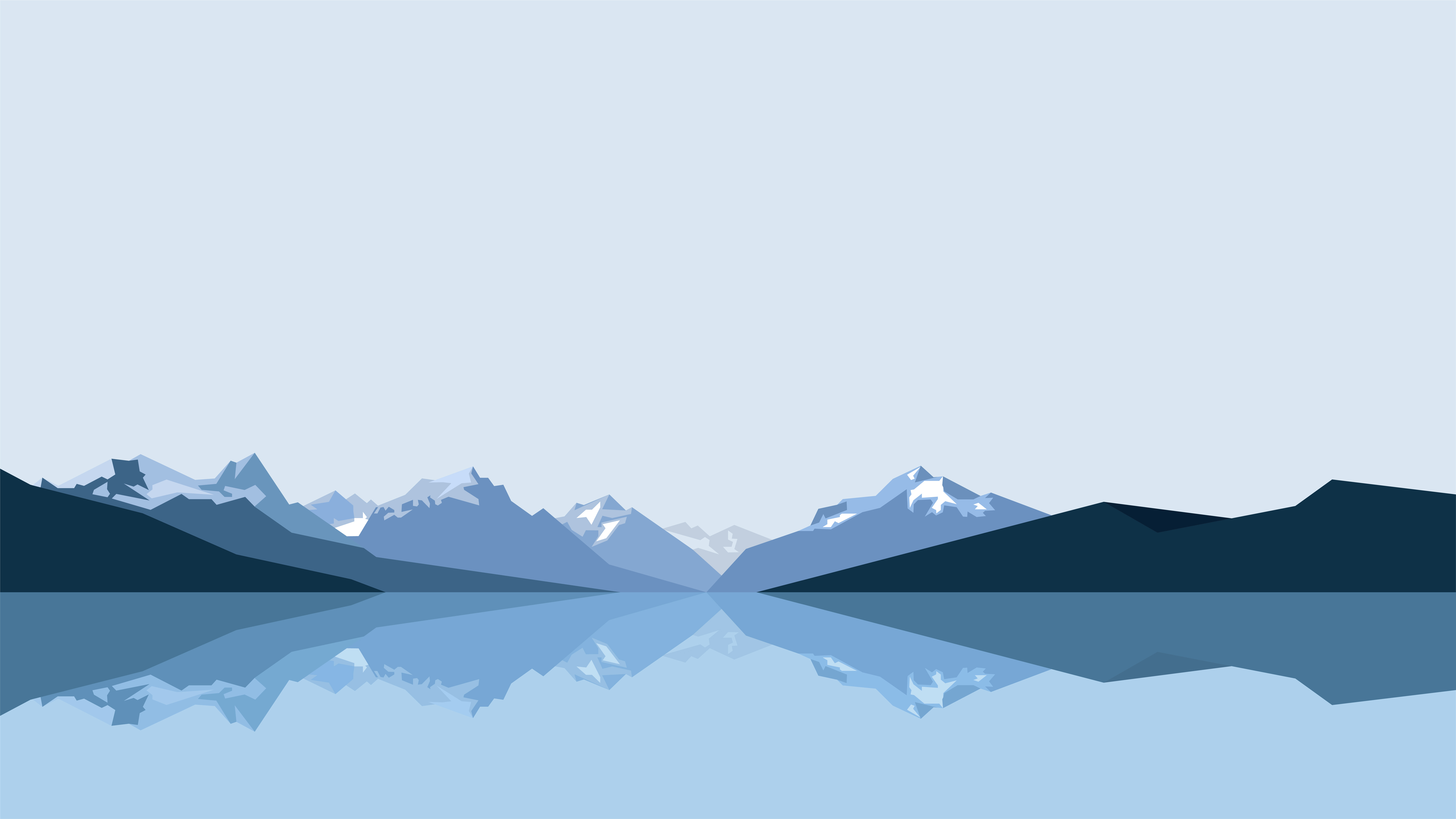 Minimalist mountain range reflected in water HD Wallpaper