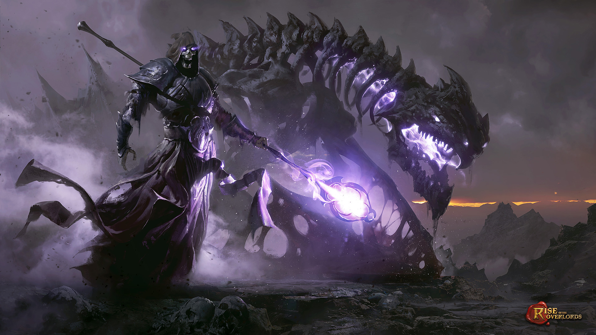Rise of the Overlords: Skeleton Lich and Dragon HD Wallpaper