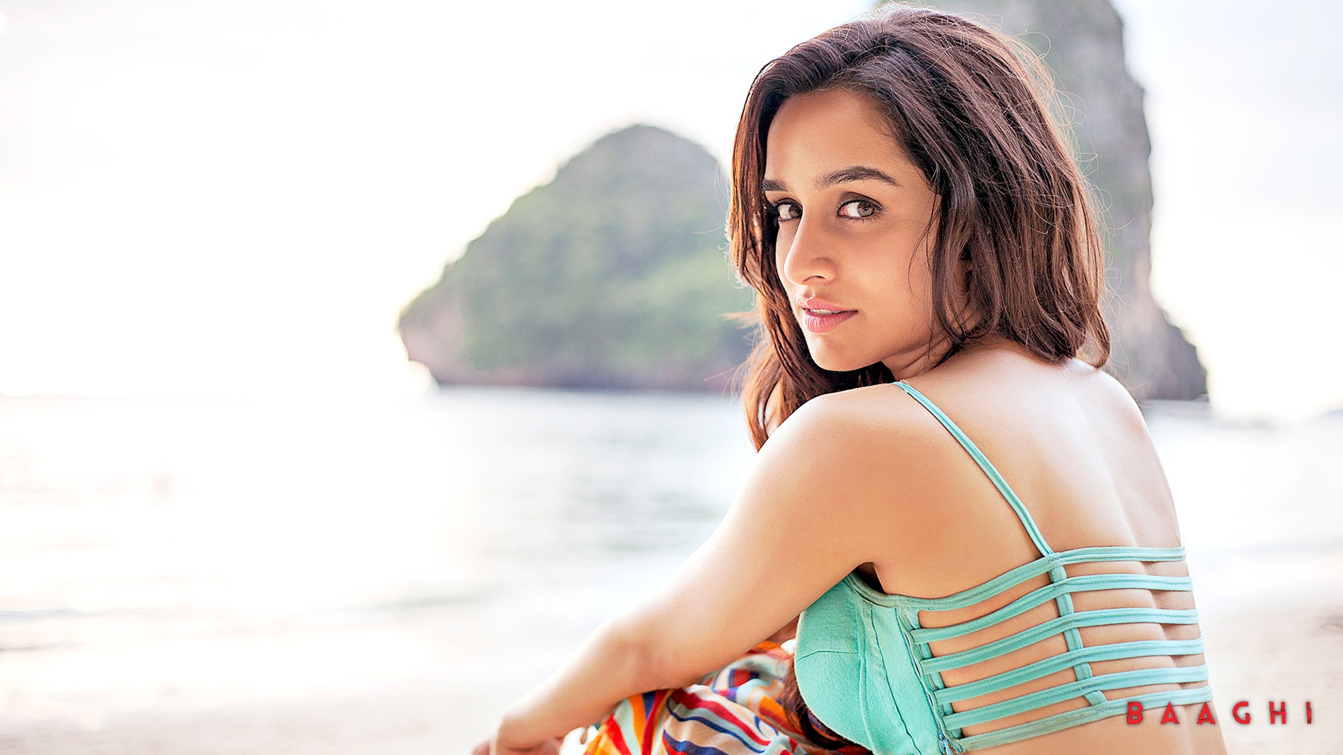 Shraddha Kapoor in Turquoise Dress on Beach HD Wallpaper