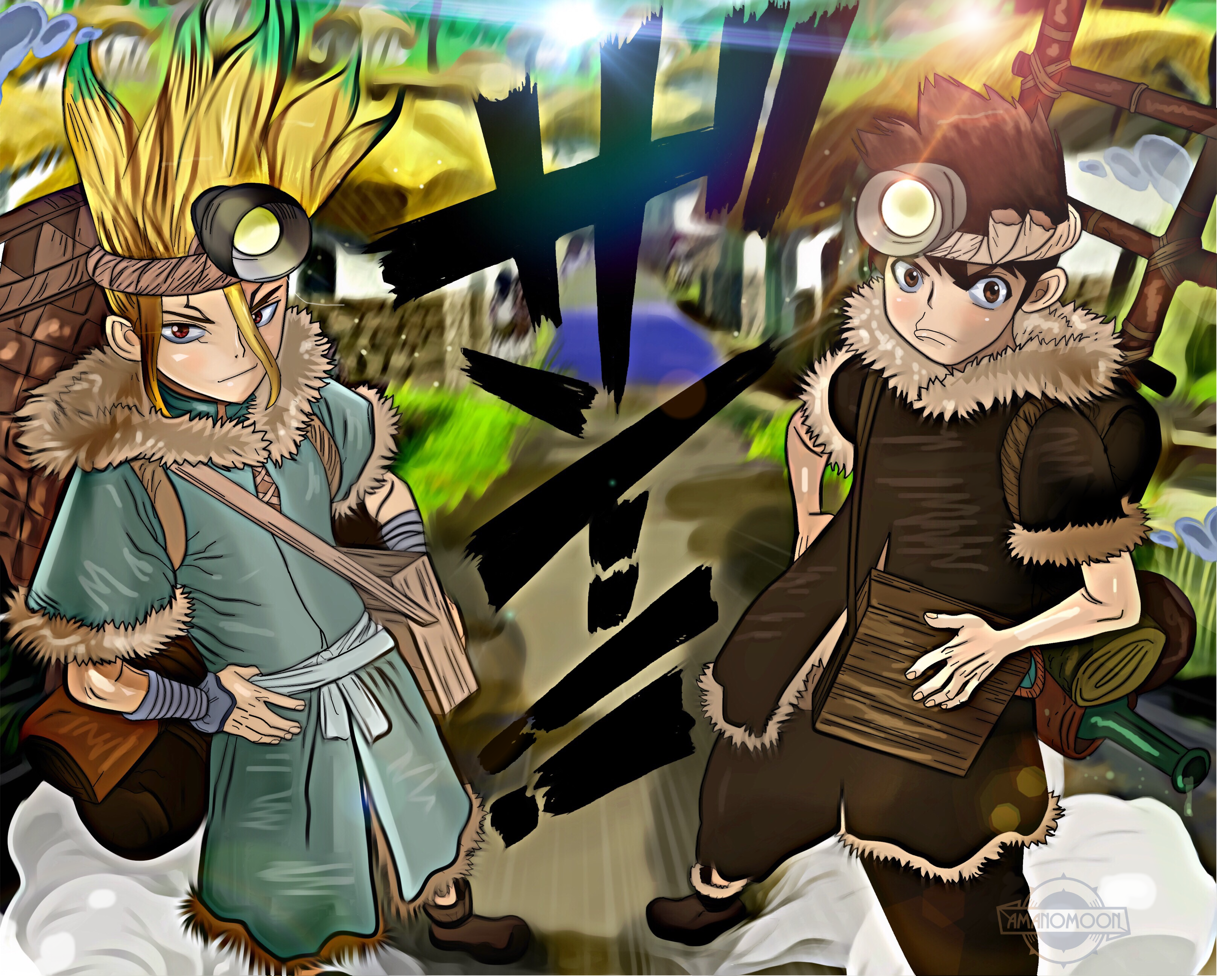 Senku Ishigami and Taiju Oki from Dr. Stone HD Wallpaper