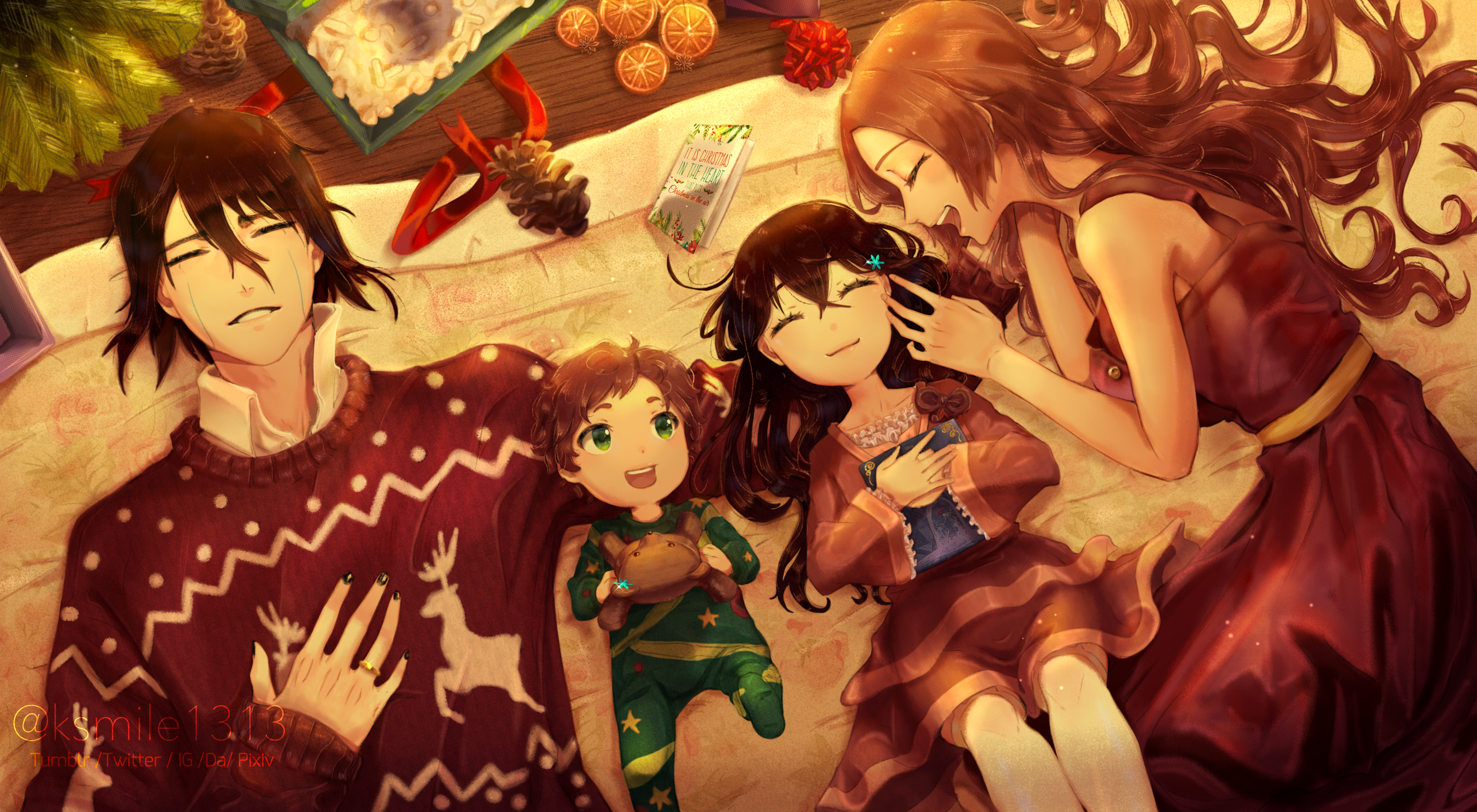 Orihime Inoue and Ulquiorra Cifer with children HD Wallpaper
