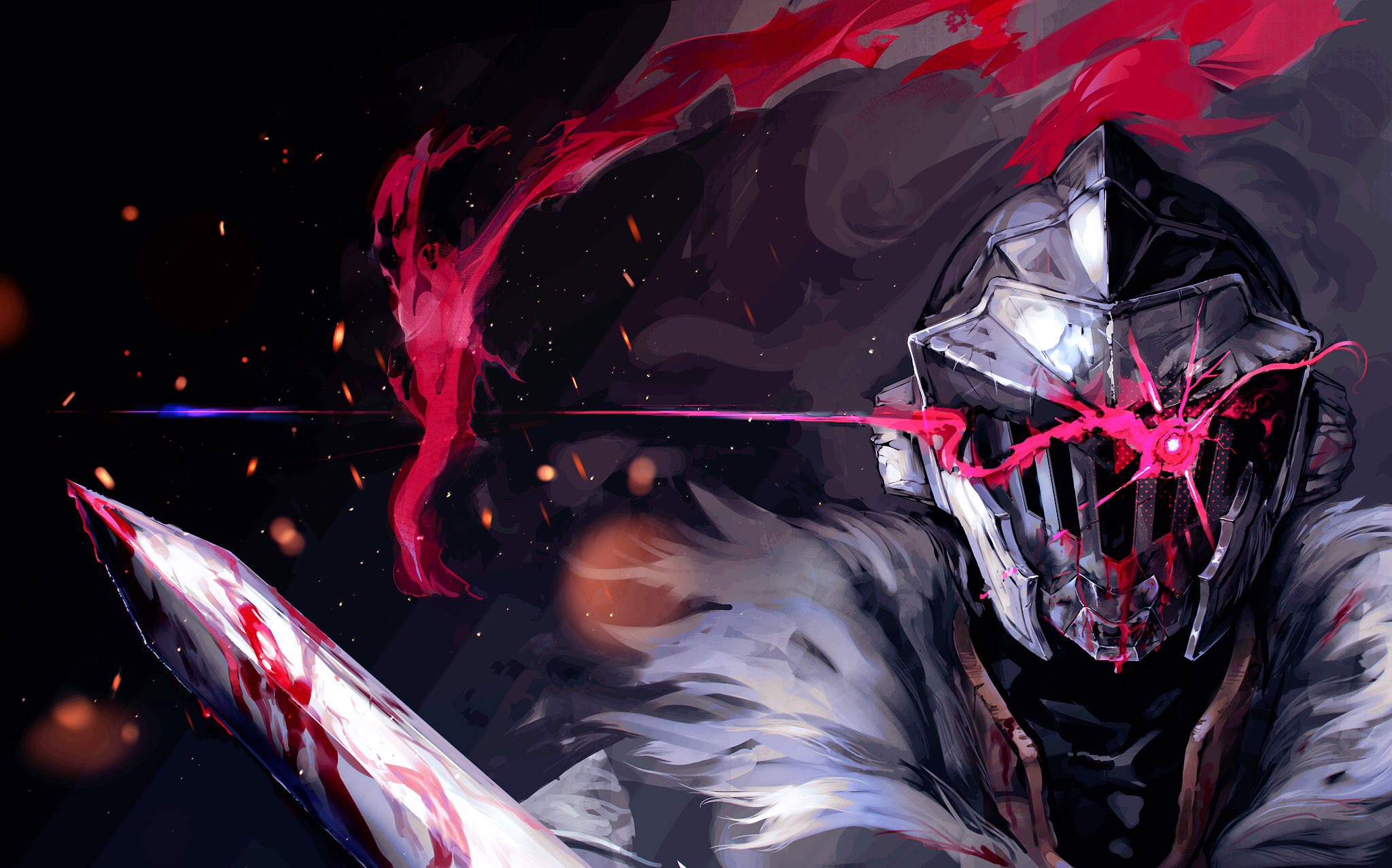 Goblin Slayer with bloody sword and armor HD Wallpaper