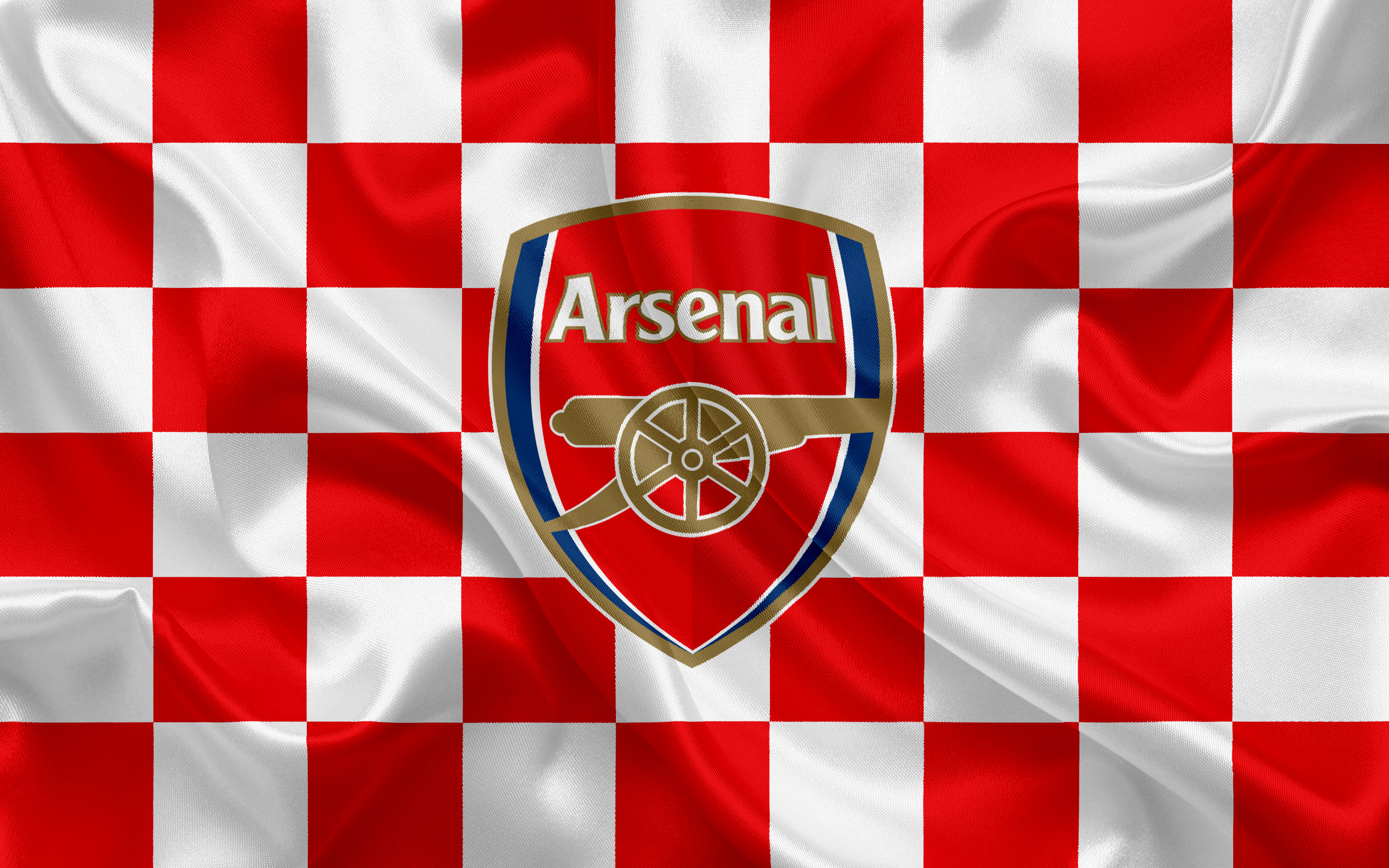 Arsenal F.C. logo on checkered background HD Wallpaper