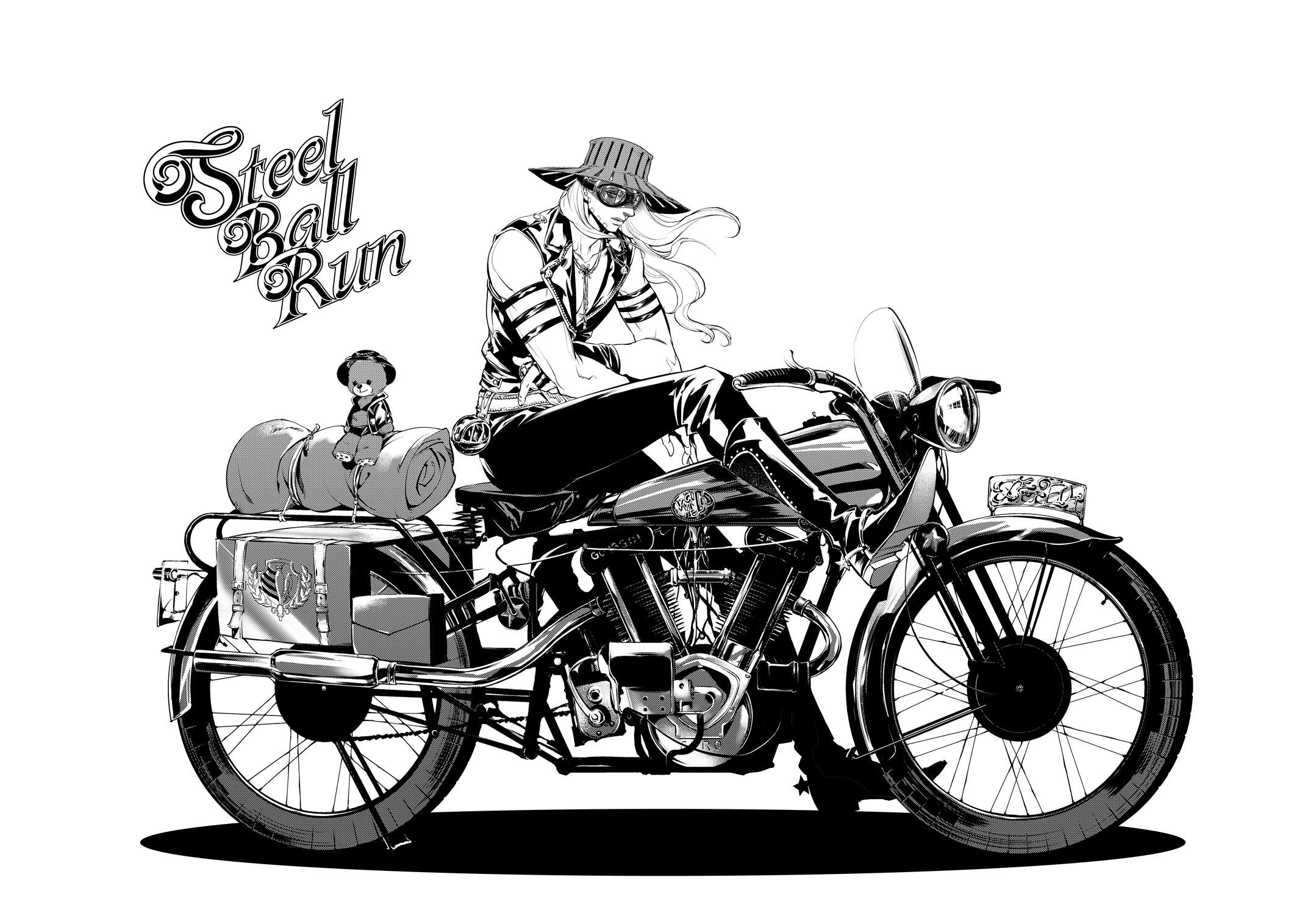 Gyro Zeppeli from Jojo's Bizarre Adventure on a motorcycle HD Wallpaper